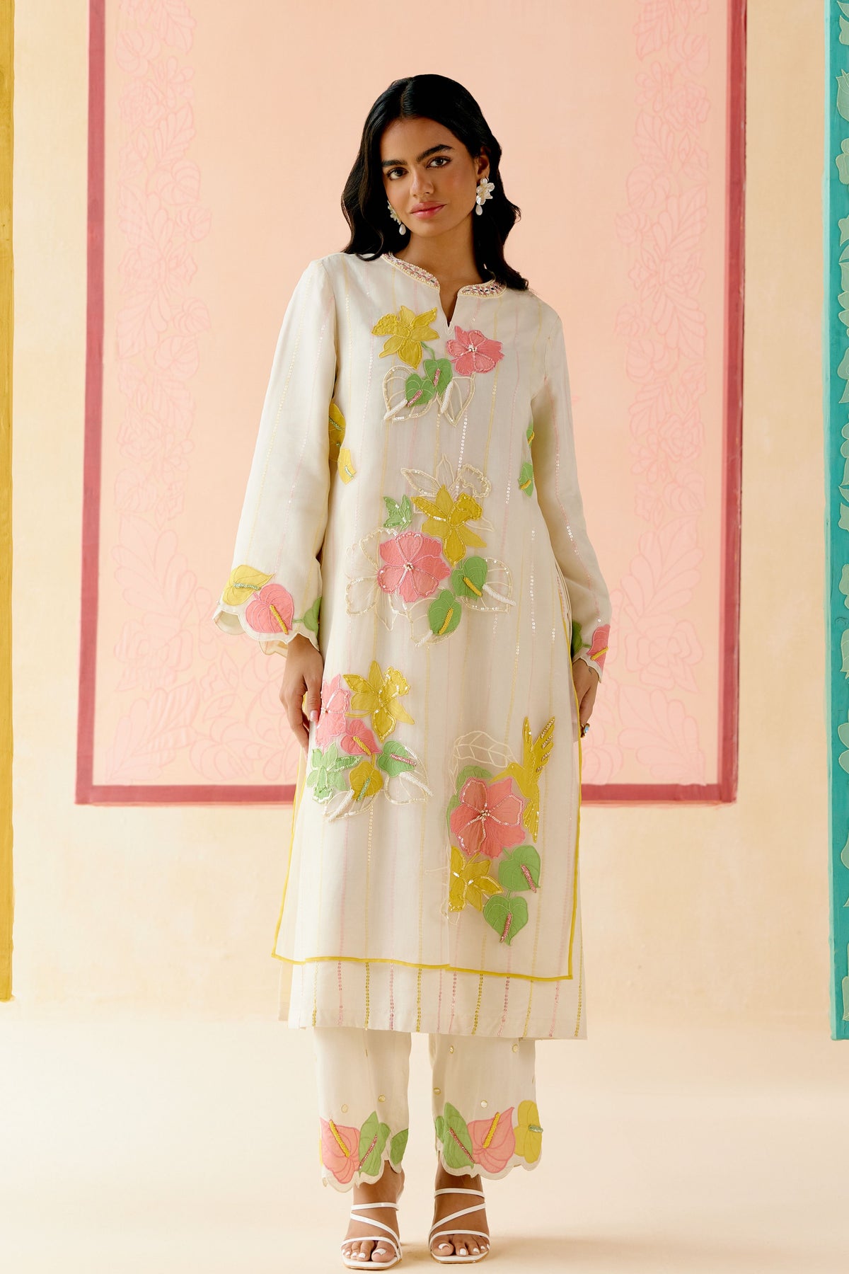 Ivory Floral Kurta Set