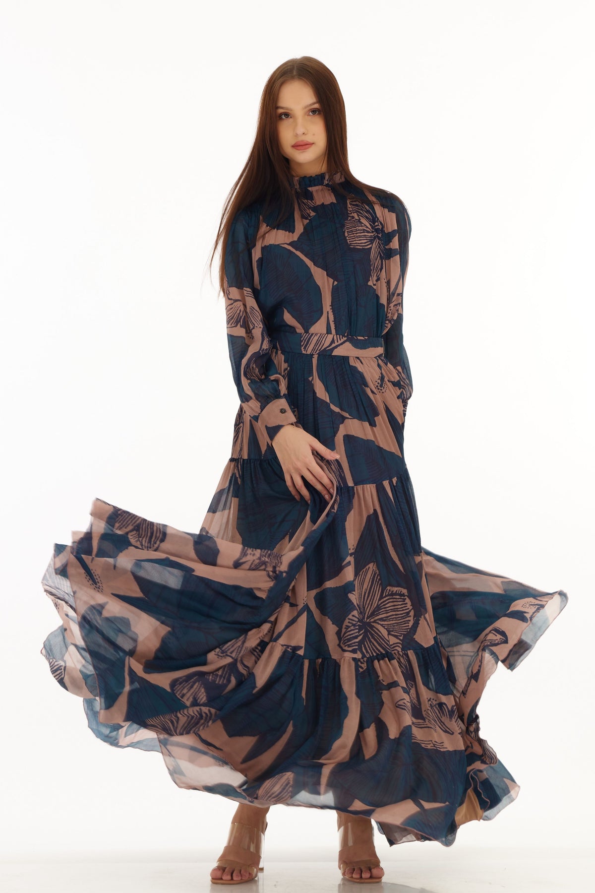 Orange and Blue Floral Skirt