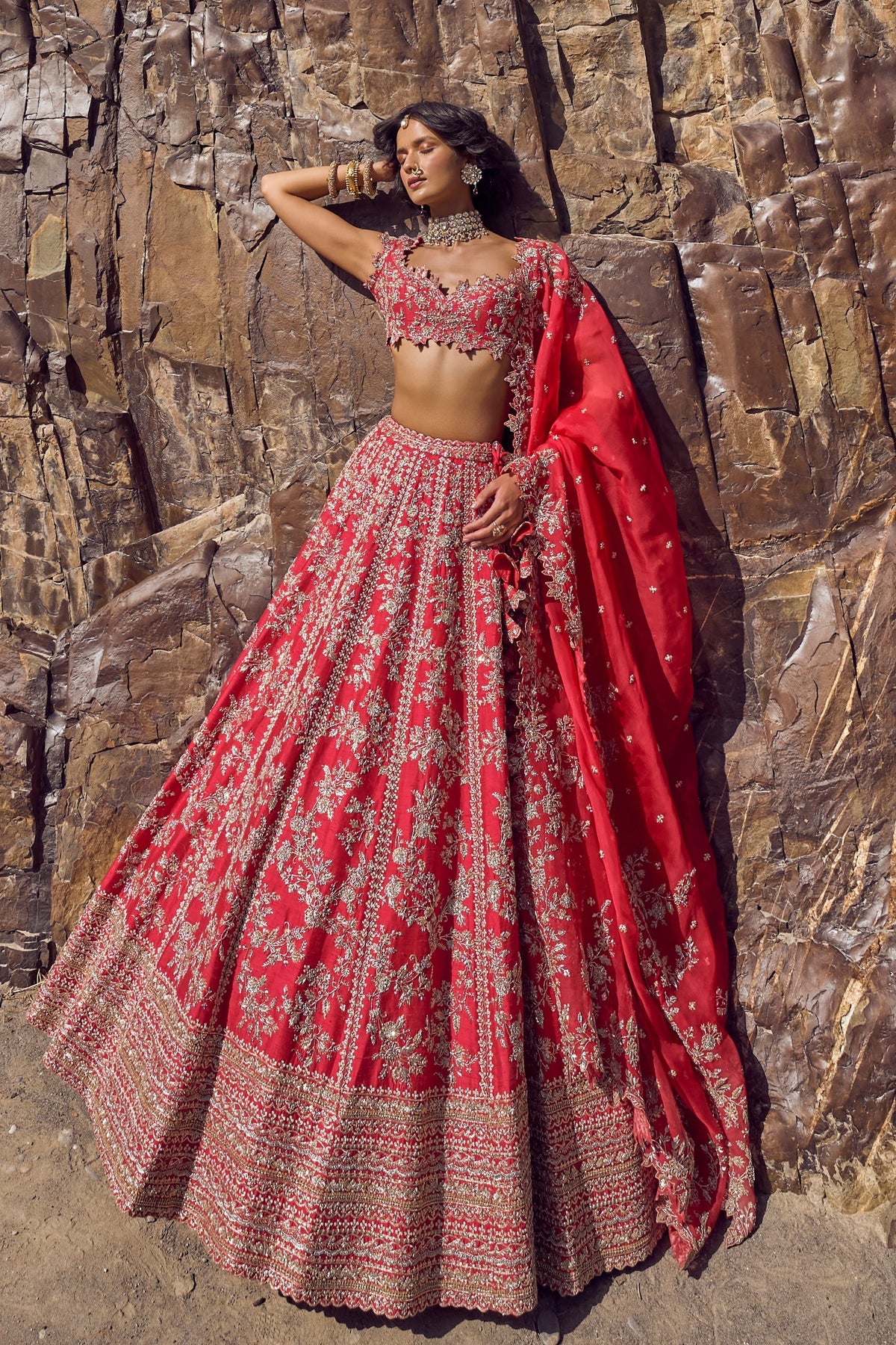 Bhavani Red Lehenga Set