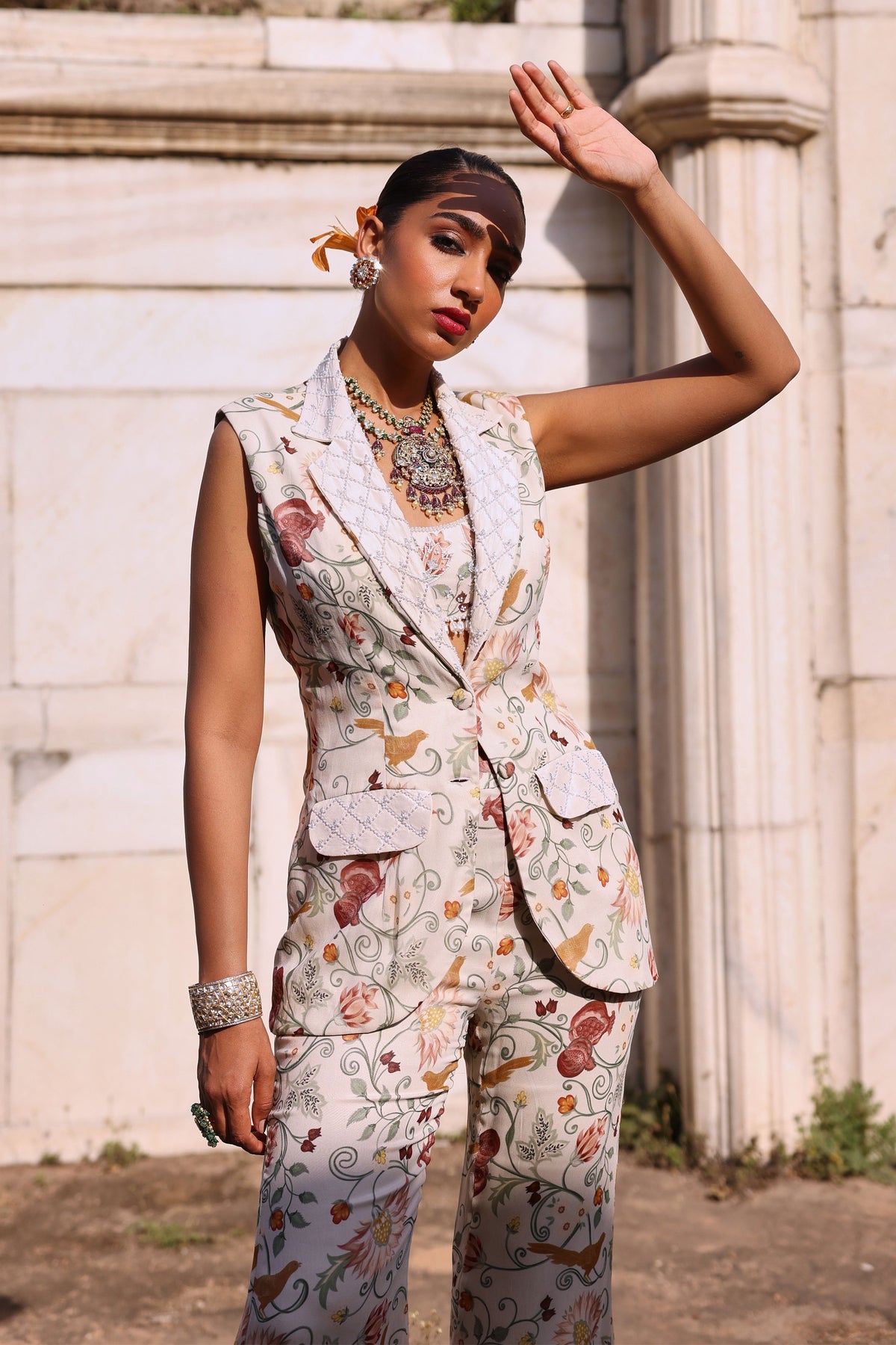 Tishya Co-ordinated Set in Ivory