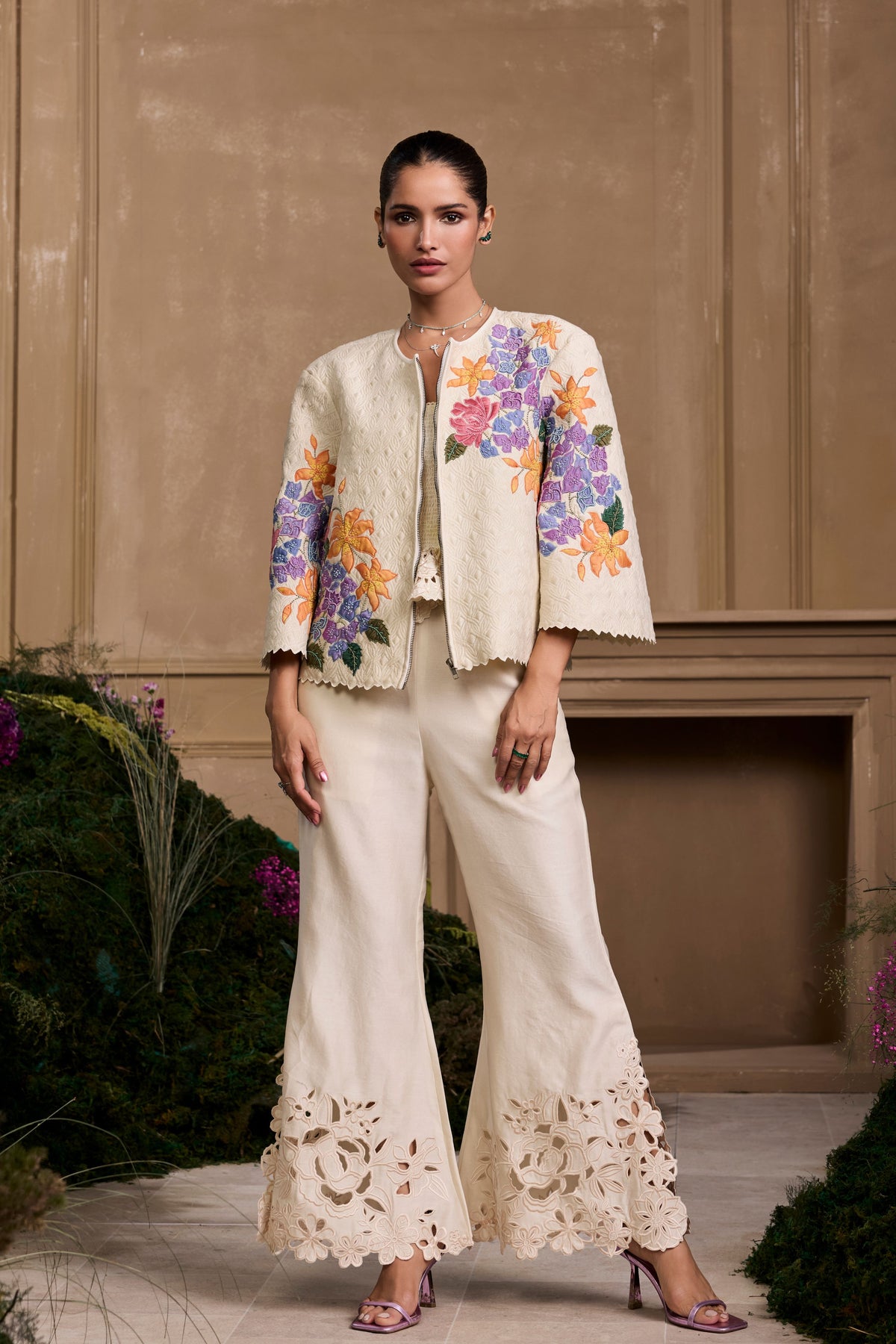 Ivory Floral Short Jacket