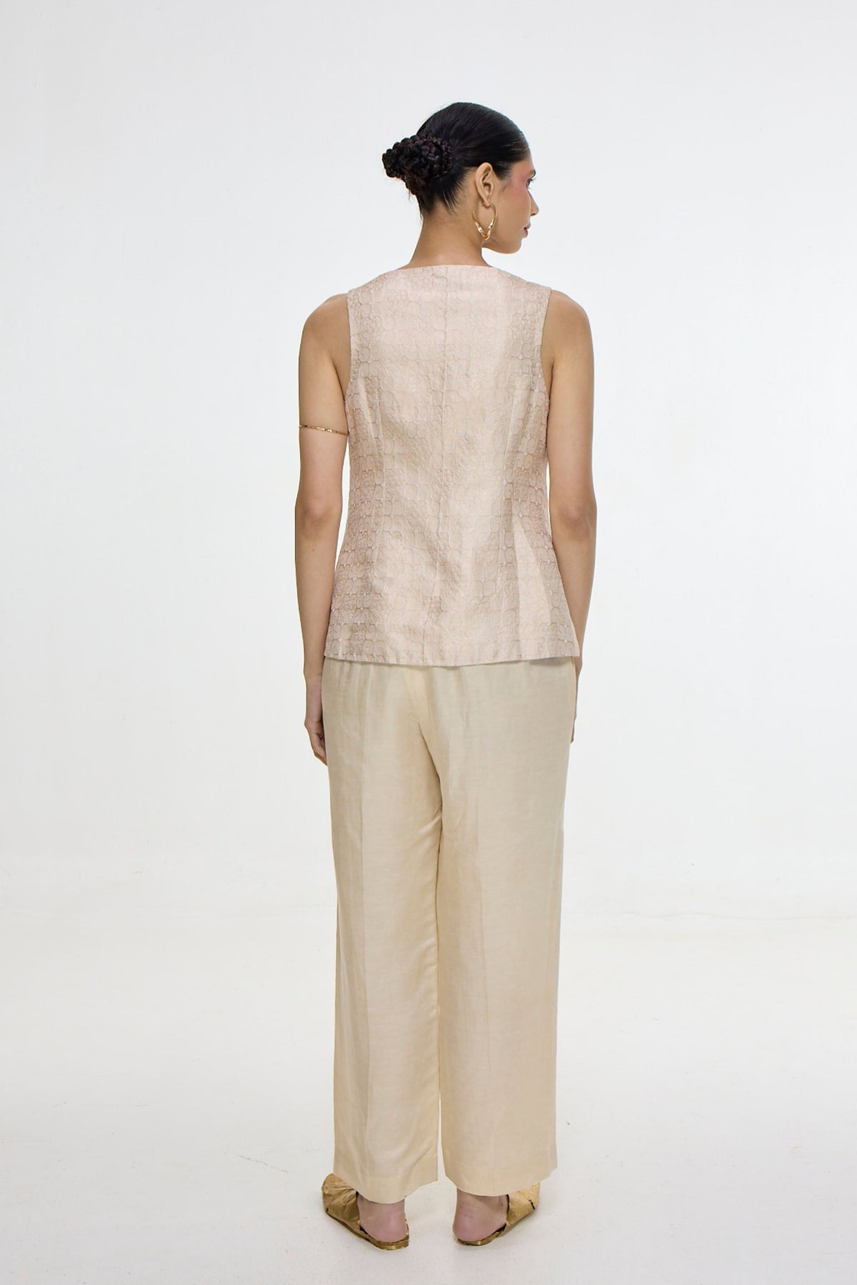 Handwoven Ivory Waistcoat Set