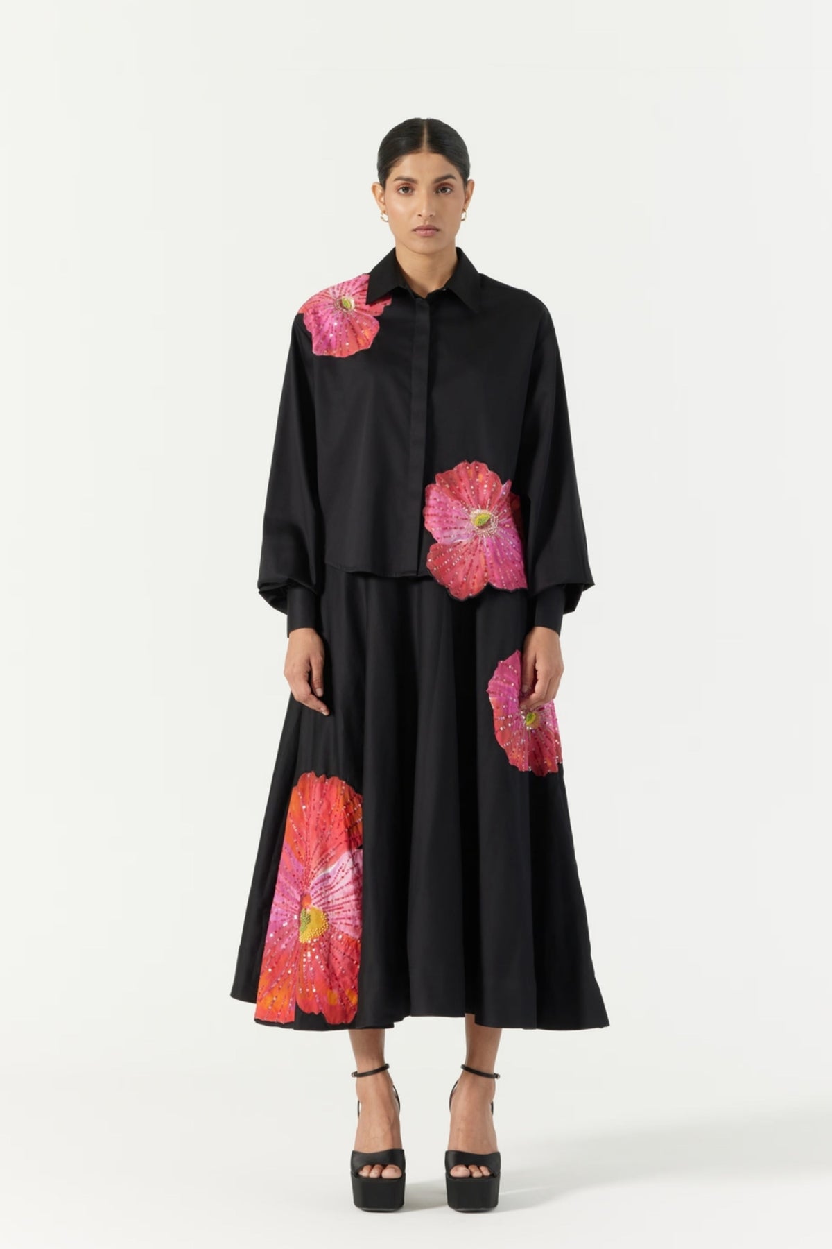 Pansy Printed Hand Embellished Skirt