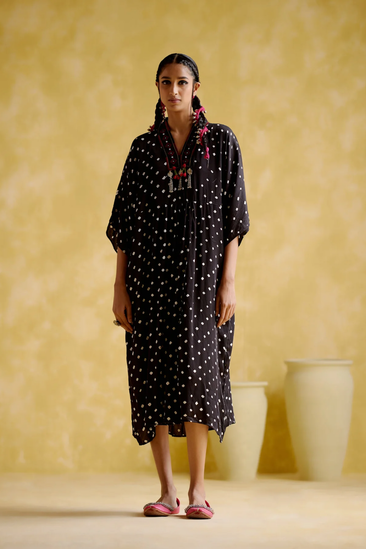 Devadarsana Black Handcrafted Kaftan