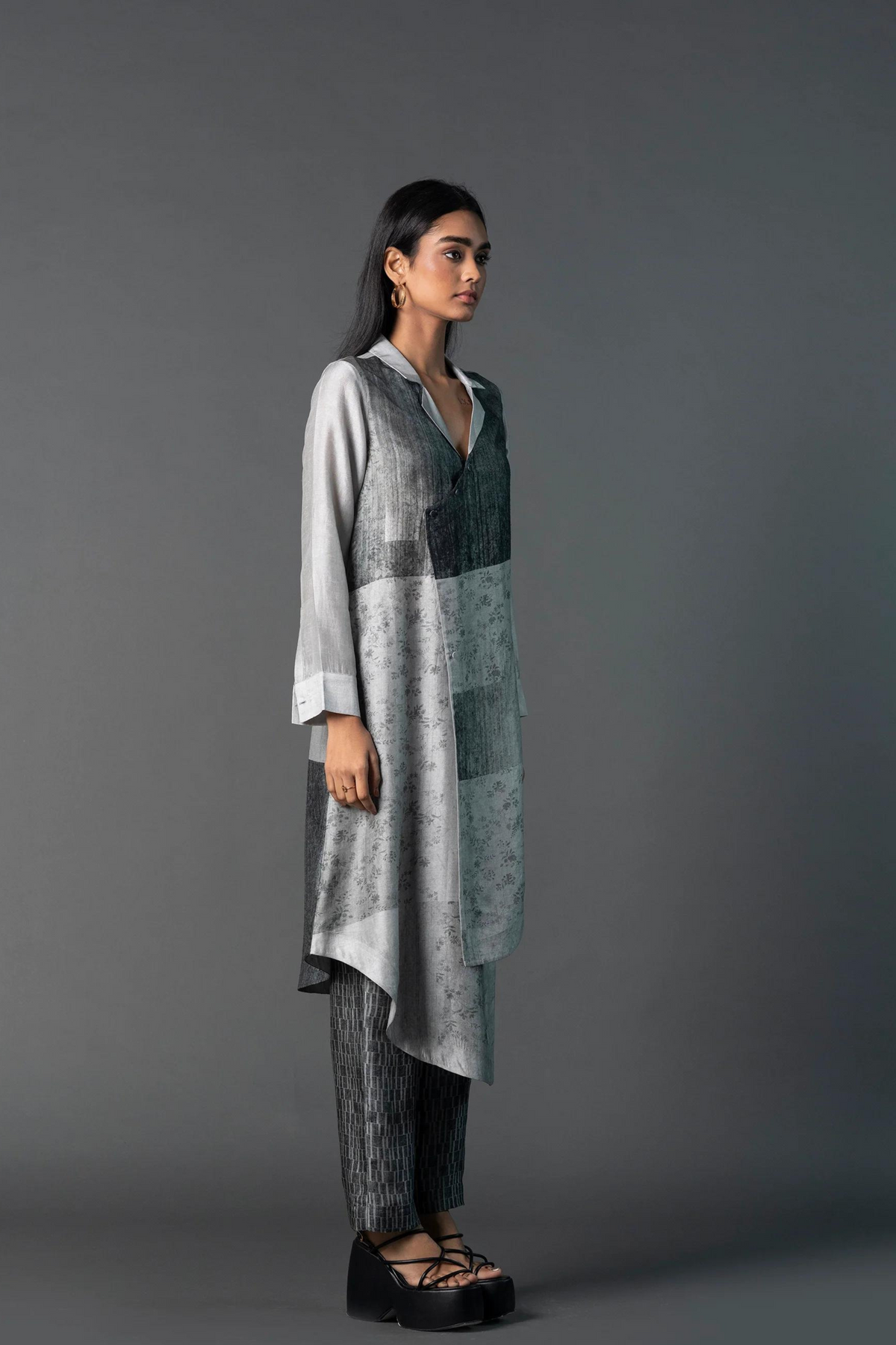 Black Silver Assymetric Tunic Set