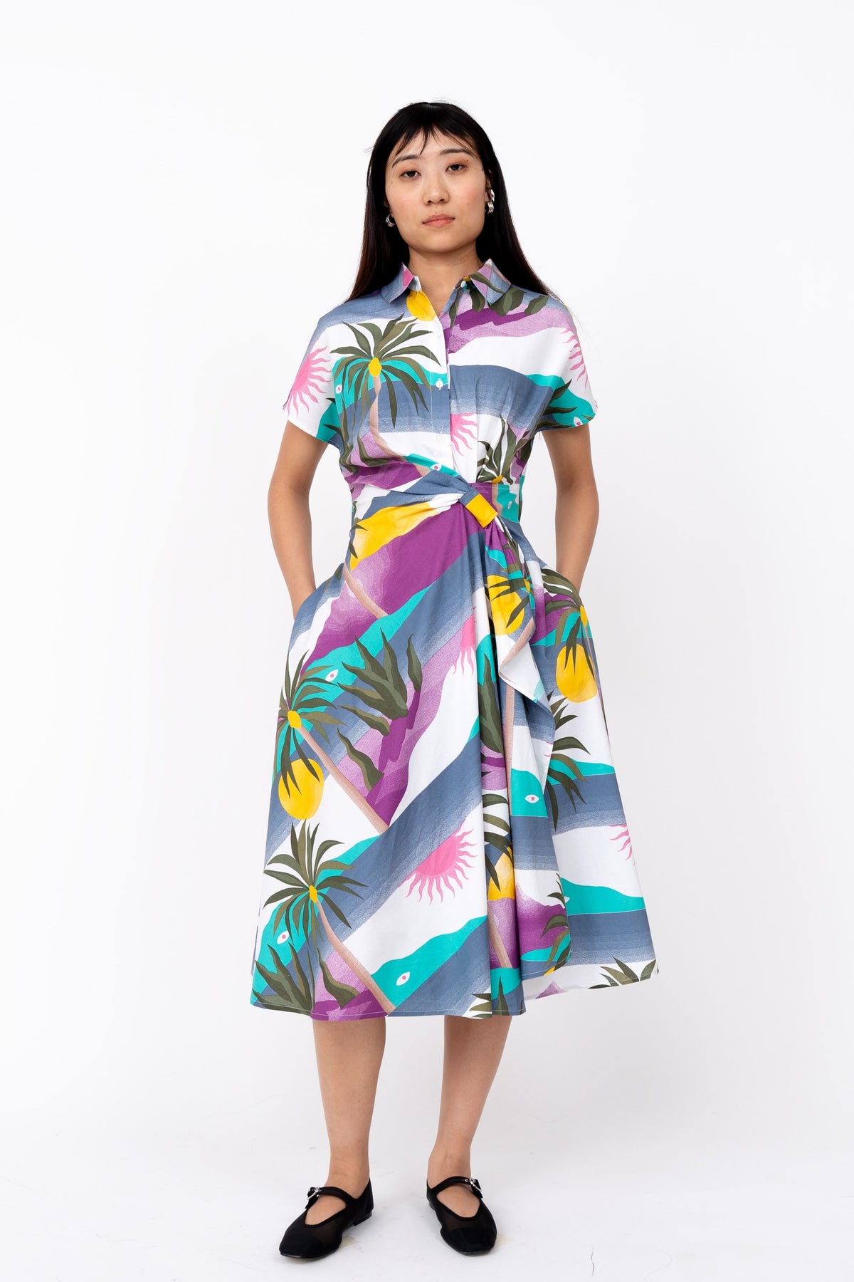 Island Print Wrap Dress