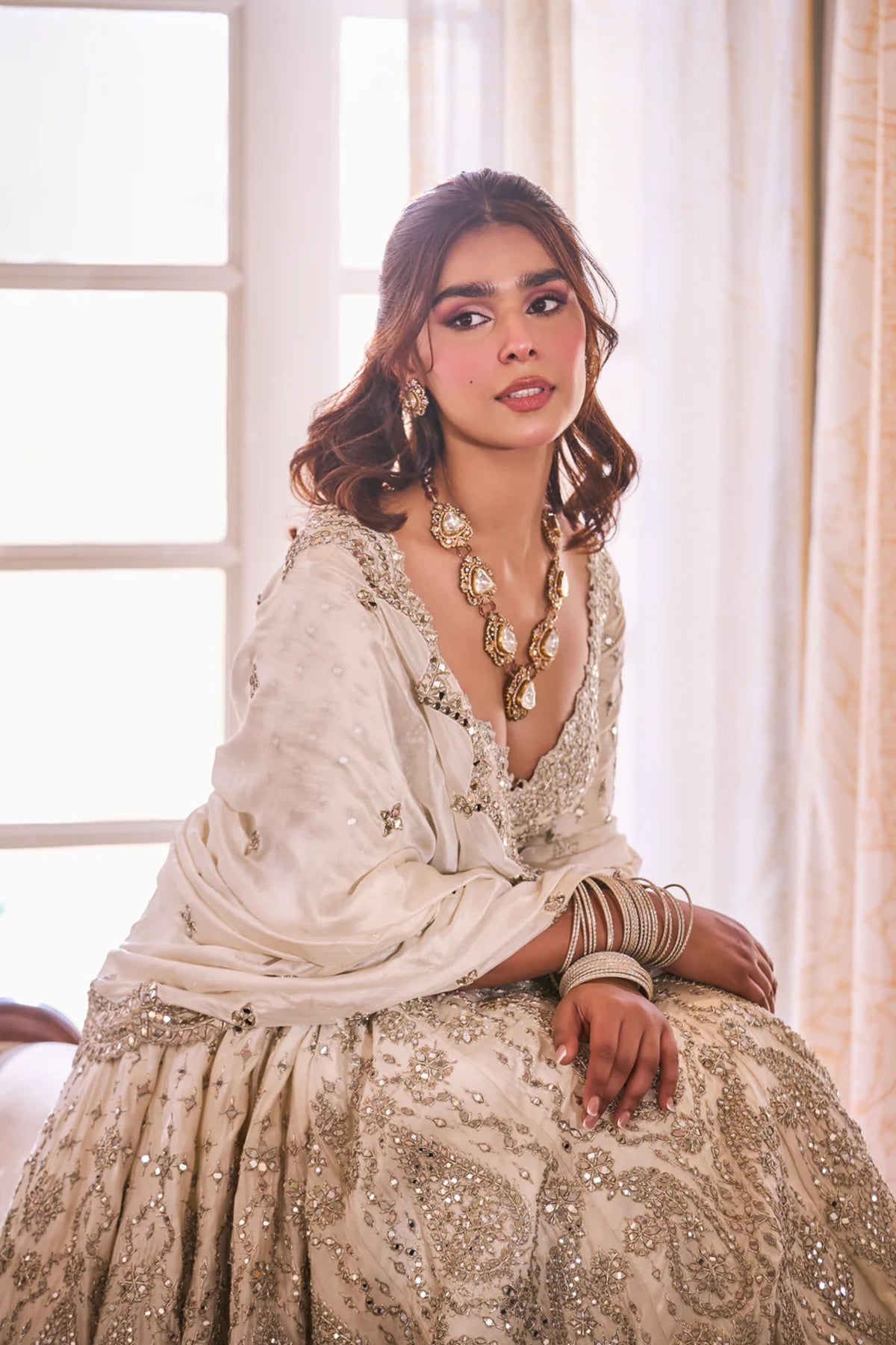 Pearl Ivory Anarkali Set