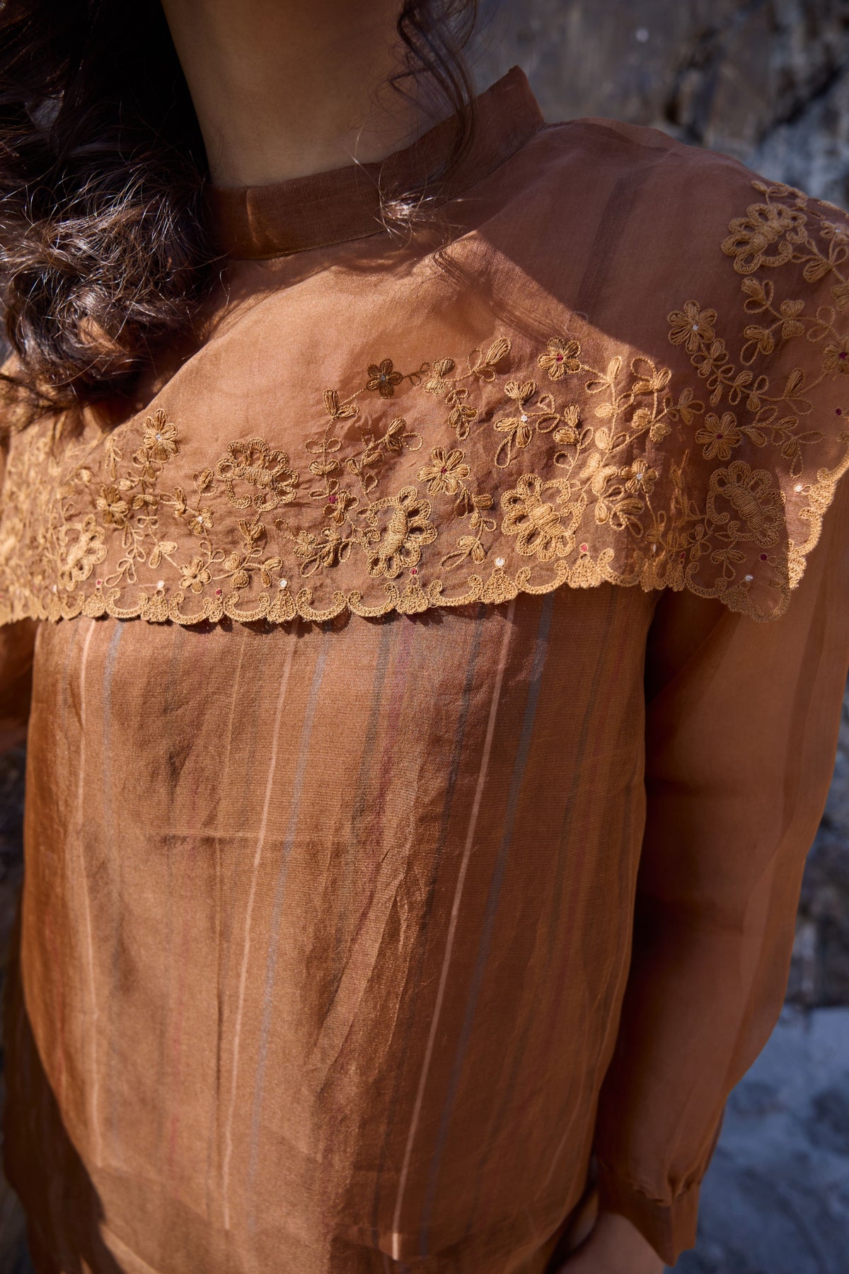 Brown Neck Flap Top