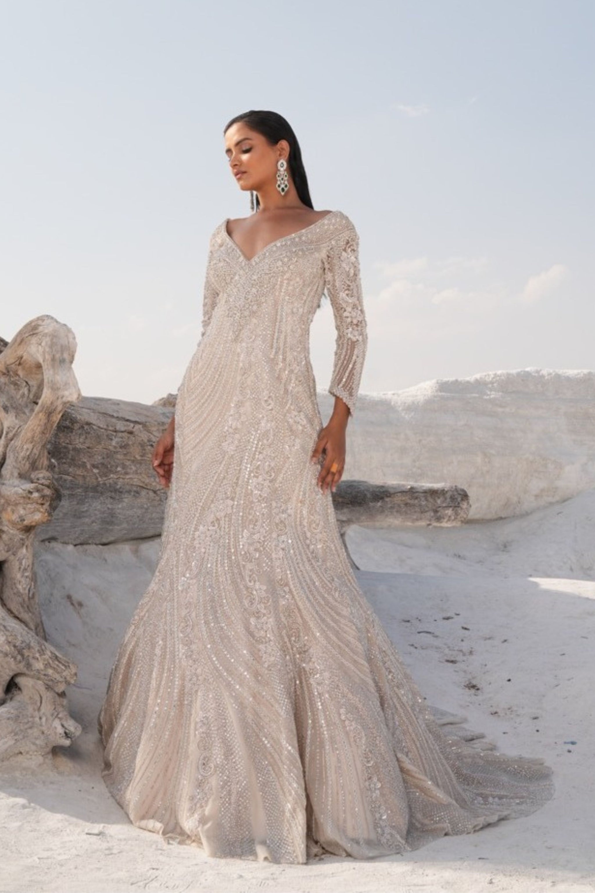 dress fish cutting Blush pink fish cut gown by Roop Vatika by Raj Arora