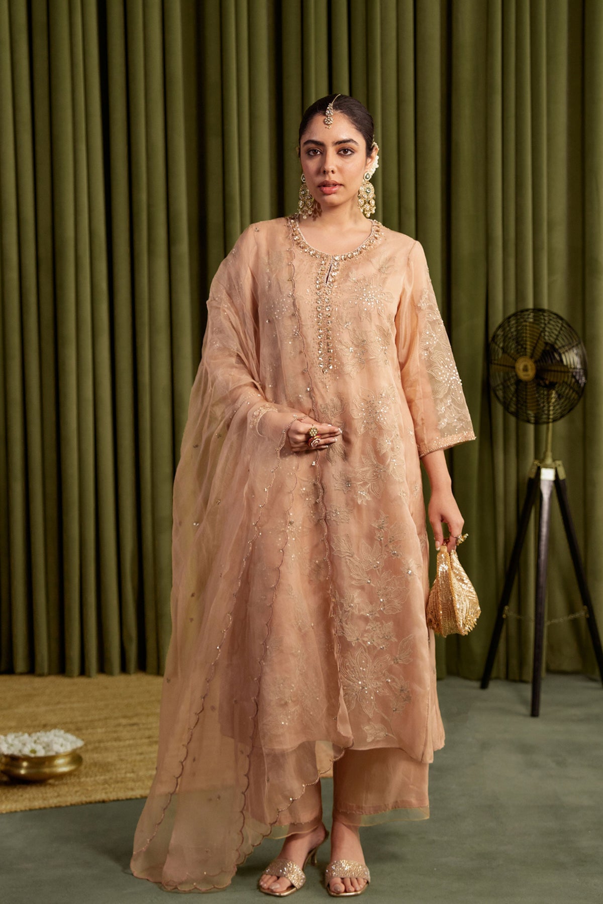Golden Beige Kalidar Kurta Set