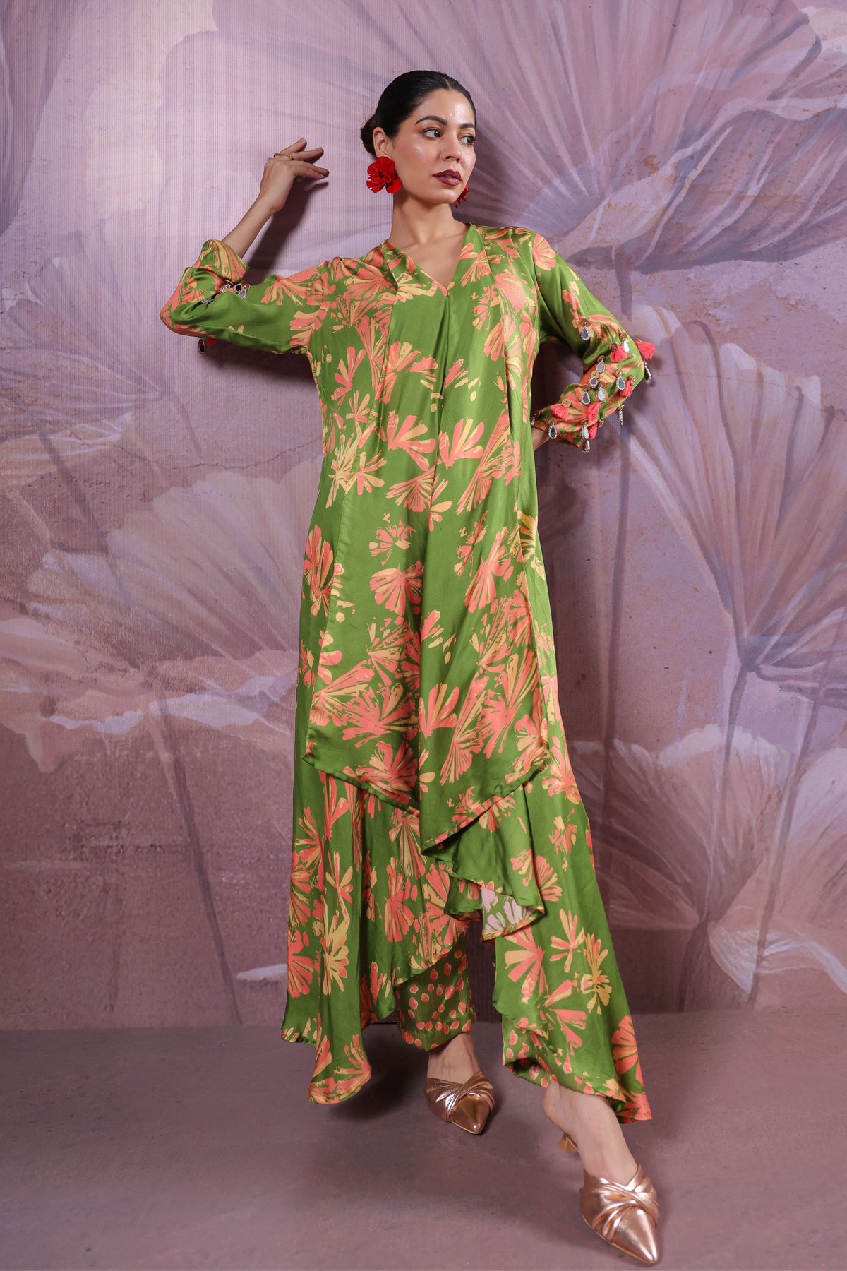 Ballygunge Avocado Tassel Tunic Set
