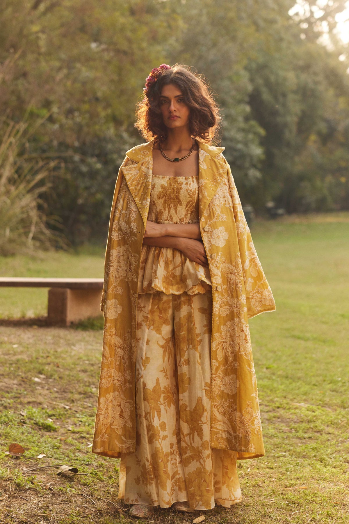 Golden Yellow Anya Peplum Set