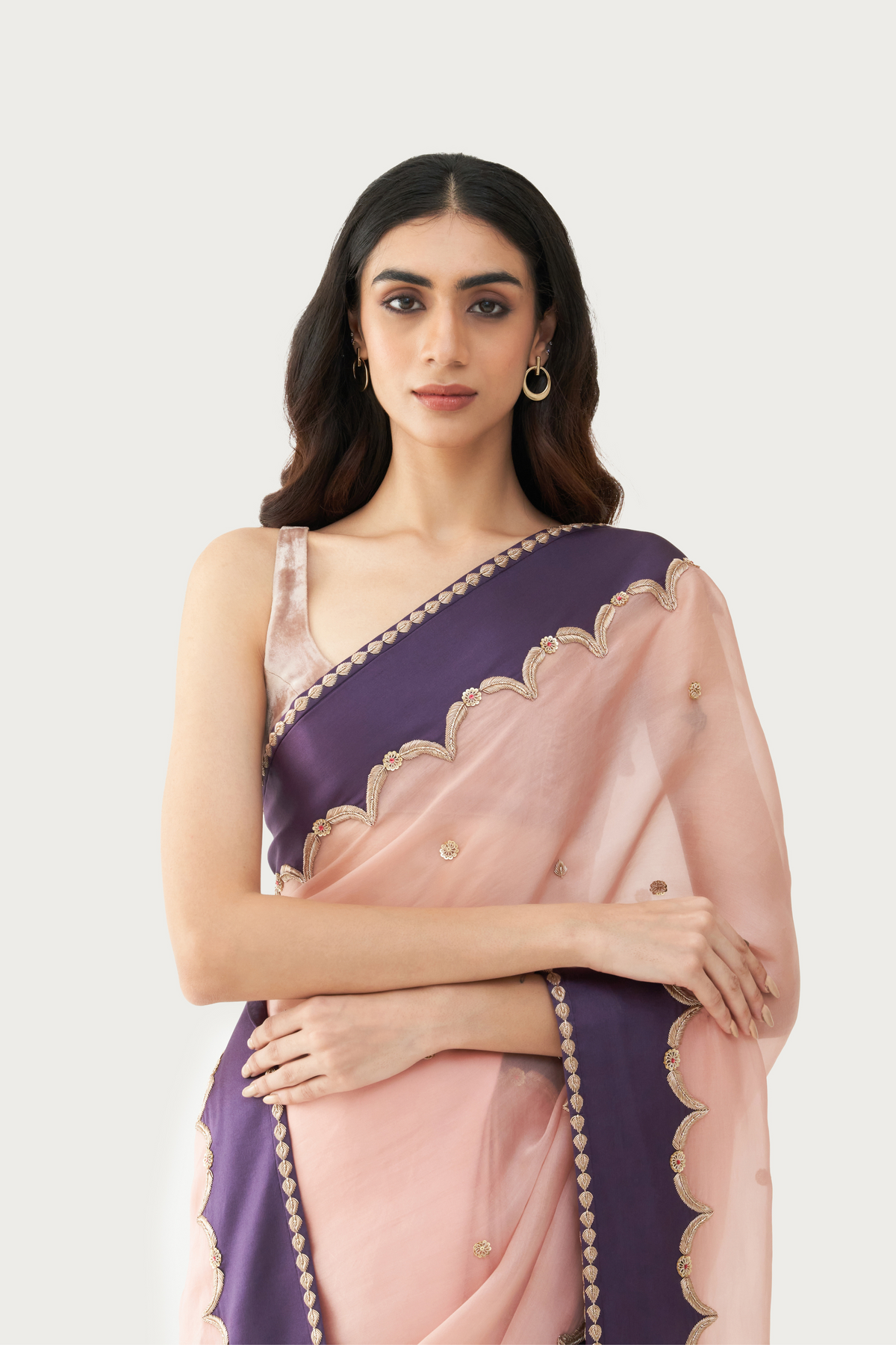 Firdaus charcoal embroidered saree