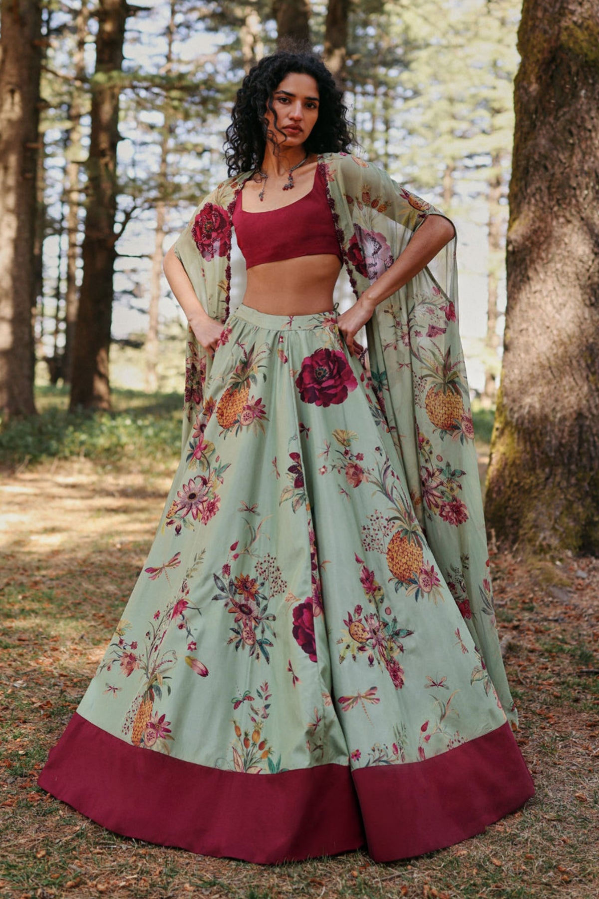 Willow Script Lehenga Set