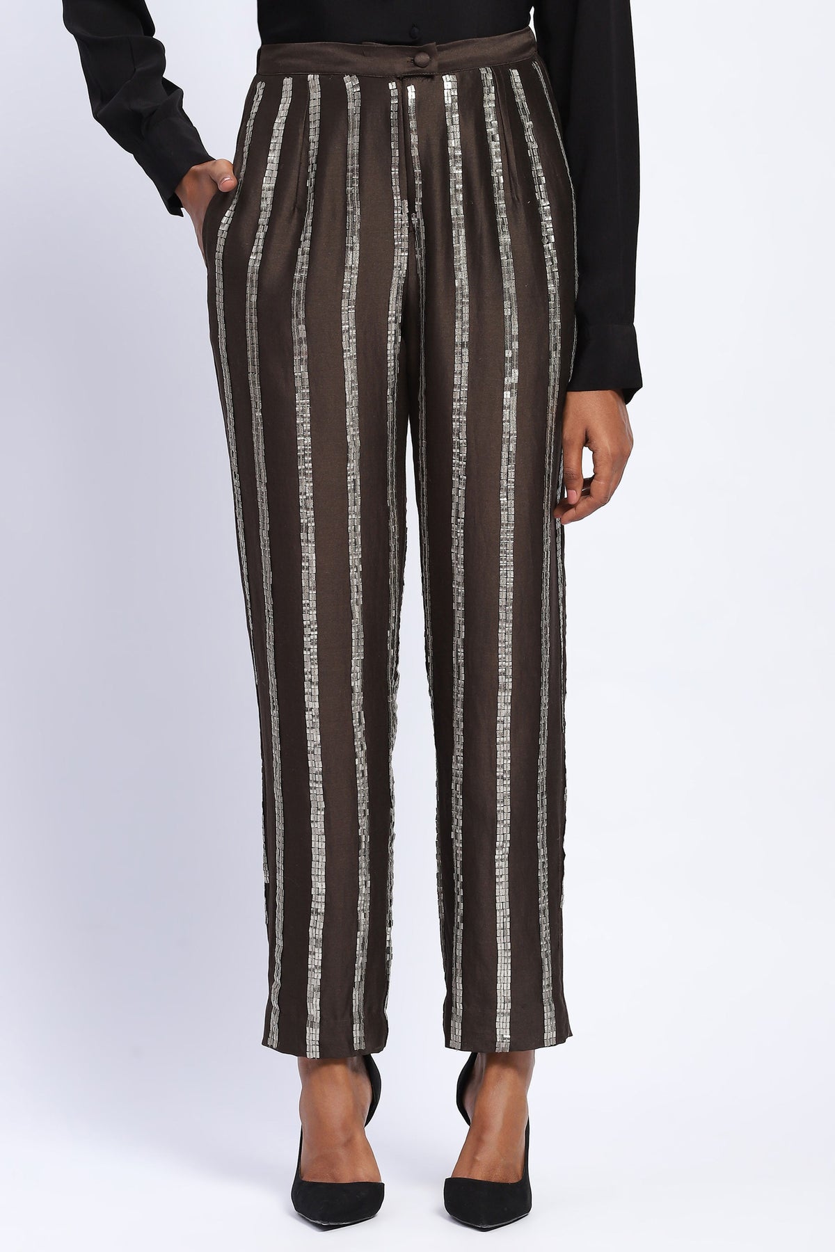 Sequin Windowpane Trouser