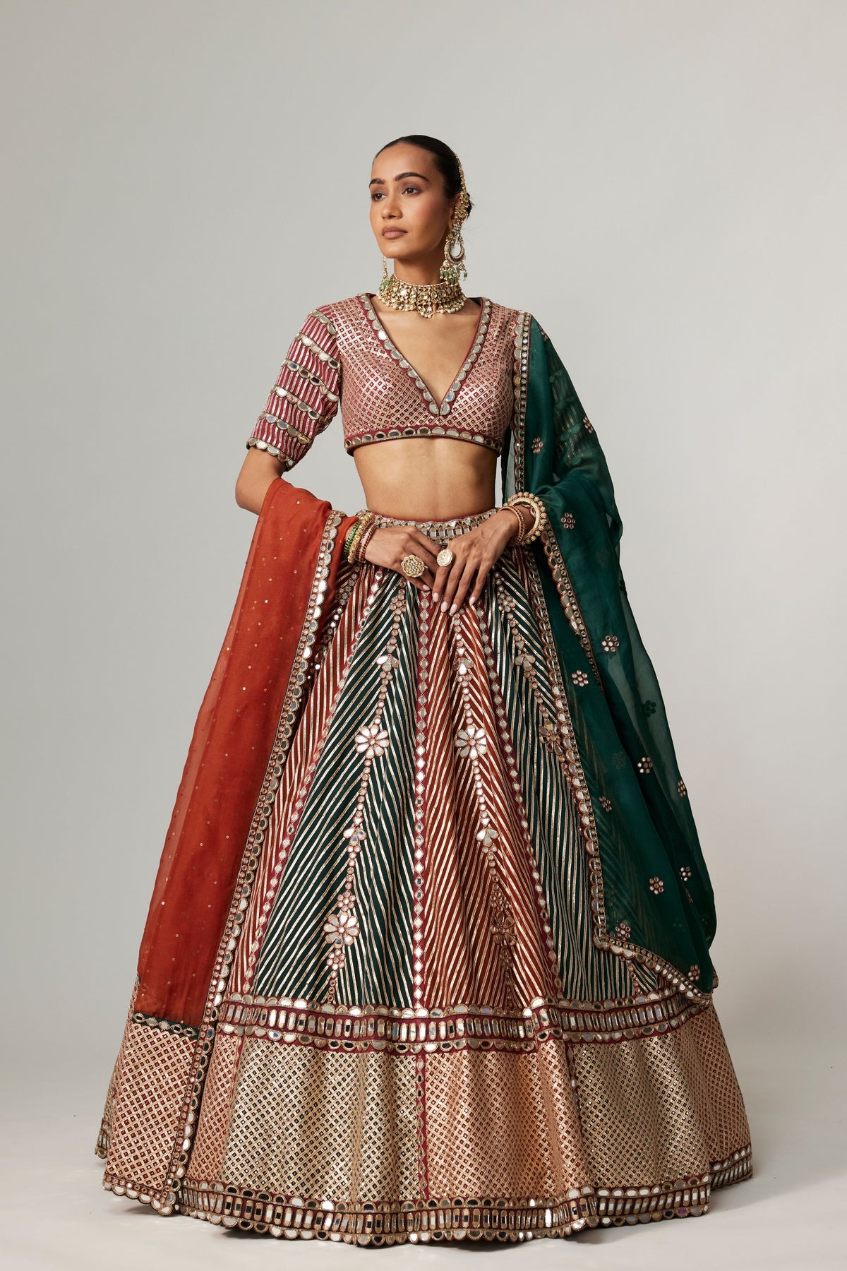 Cranberry Multicolor Lehenga Set