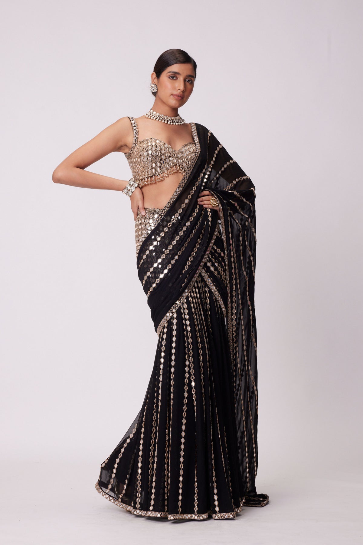 Black Saree Set