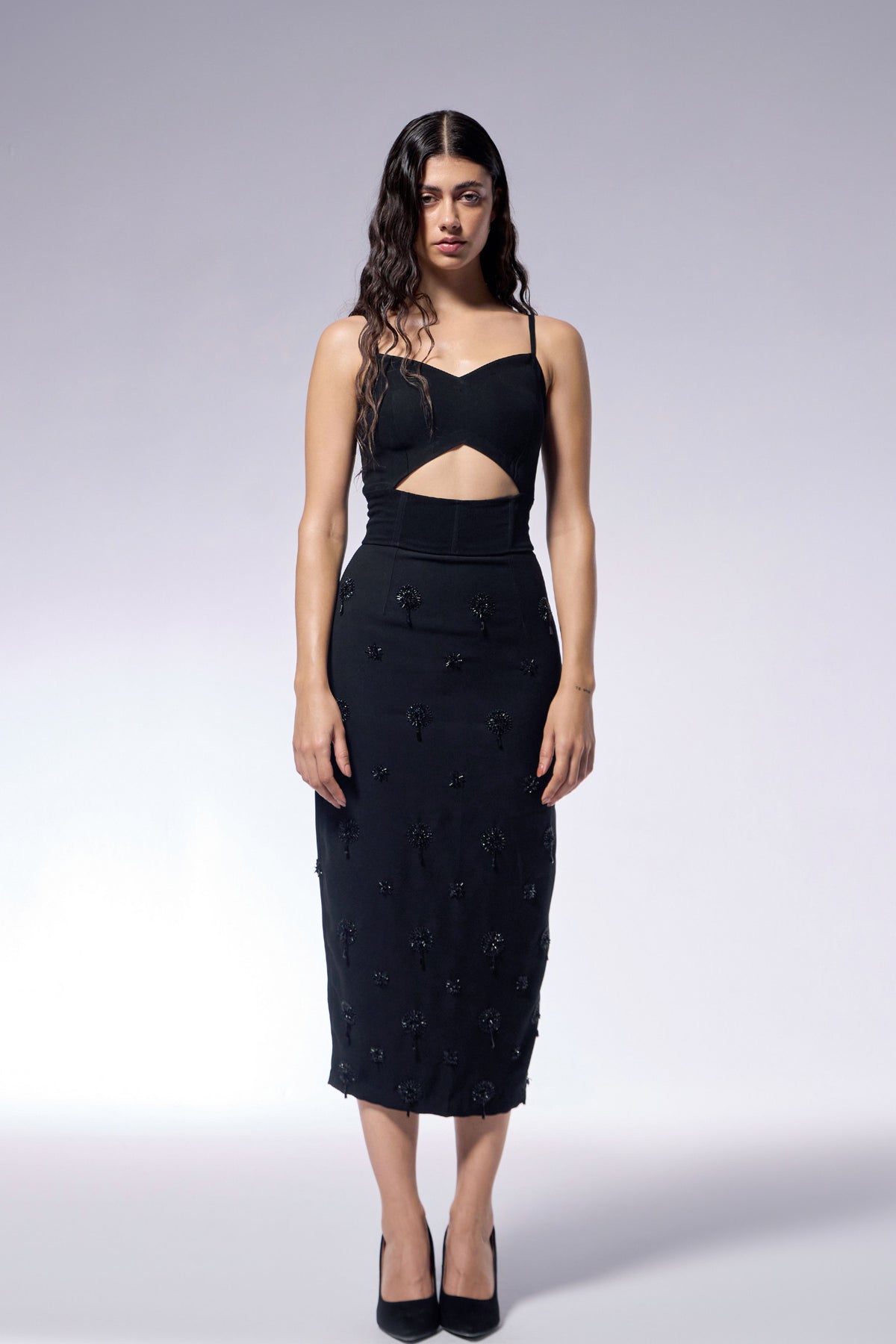 Midnight Corset Embroidered Dress