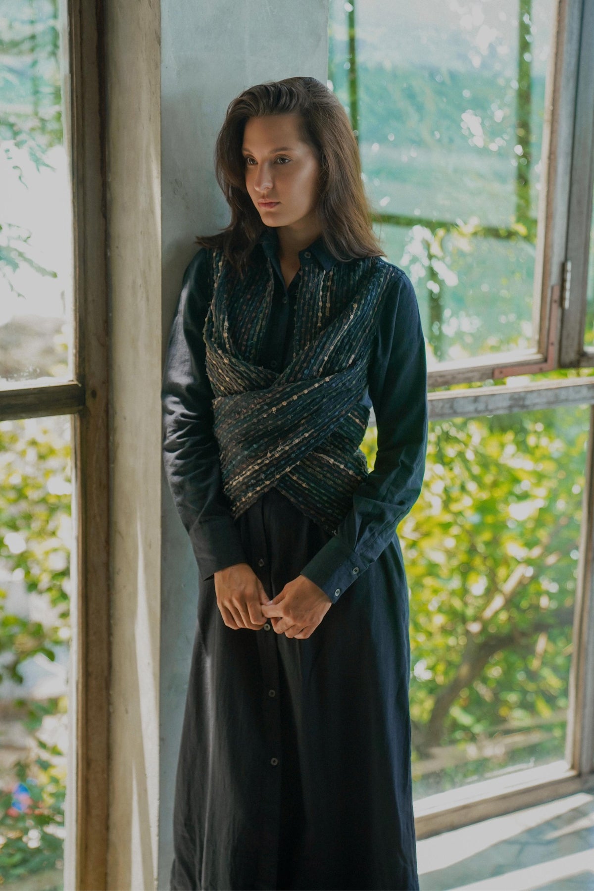 Seattle  Black Green Wrap Dress