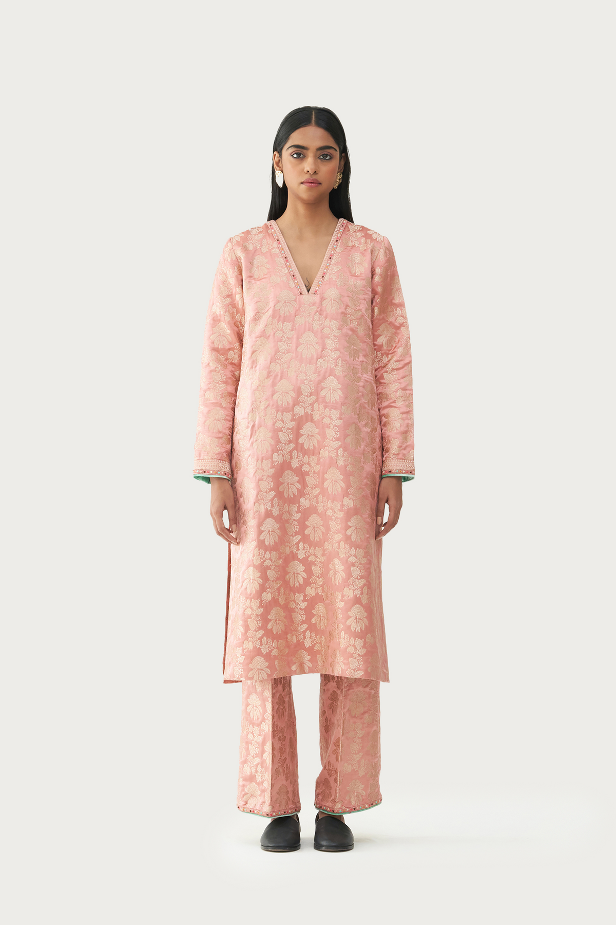 Pale pink  kurta pant set
