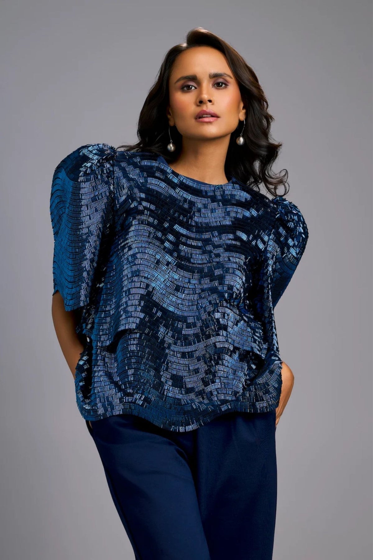 Sculptural Navy Co - ord Set - Deepika Arora - Elahe