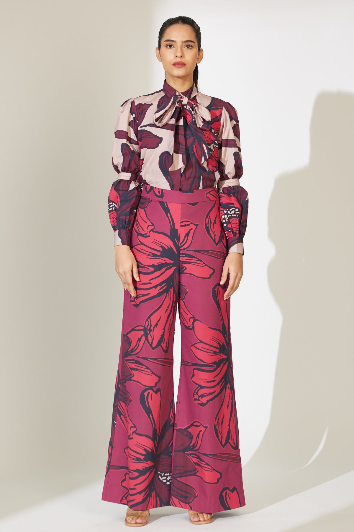 Red and Maroon Floral Pants