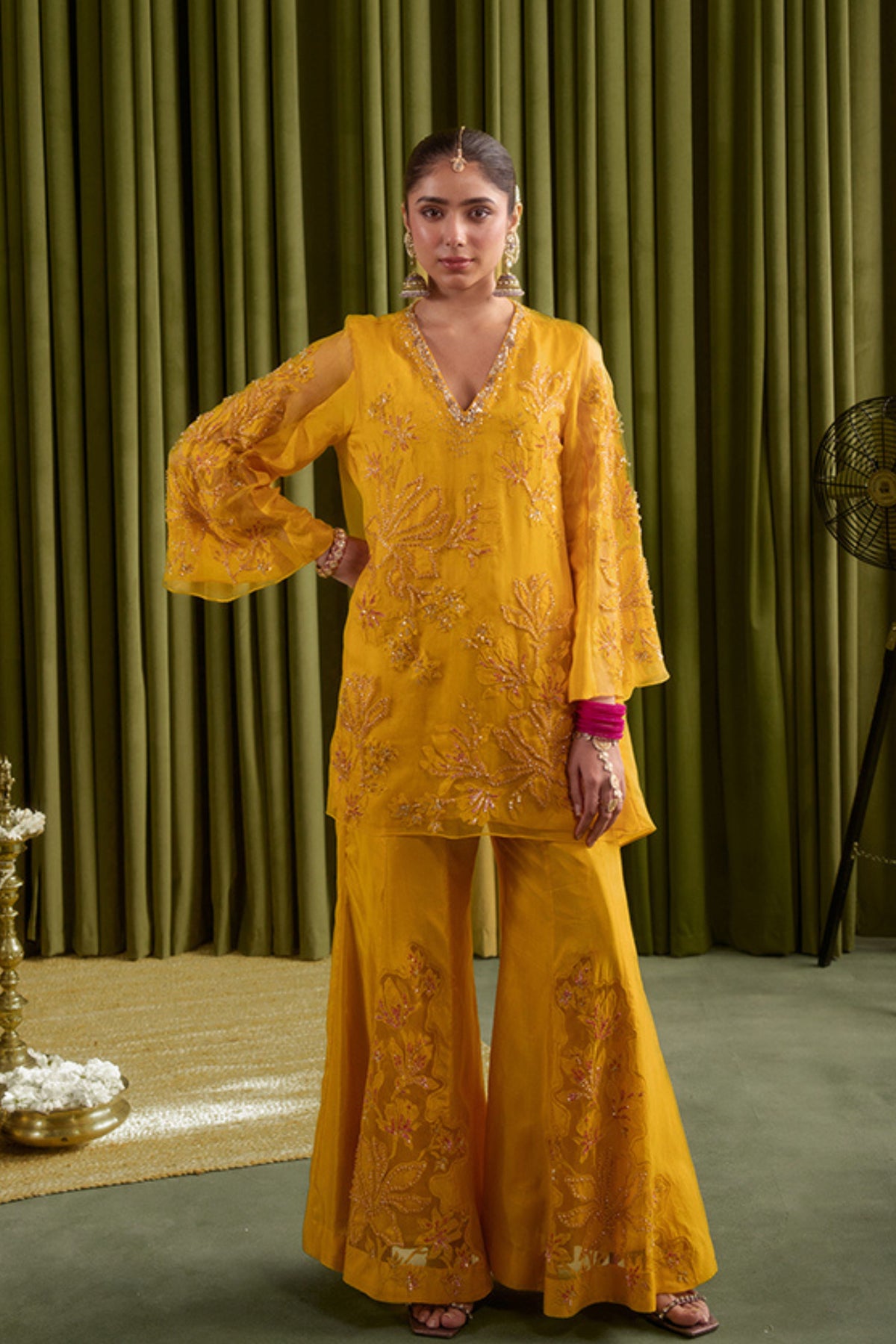 Golden Beige Sharara Set