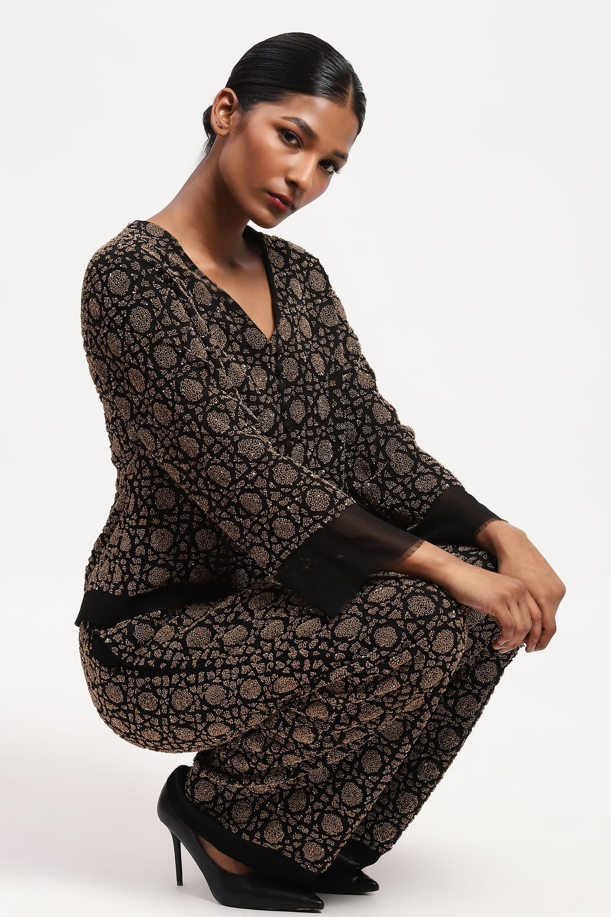 Embellished Wicker Pattern Trouser