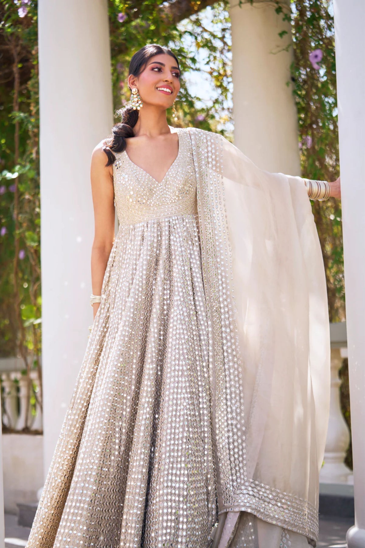 Moon Grey Anarkali set