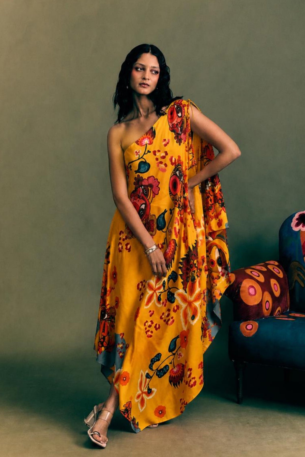 Wildbloom One Shoulder Kaftan Dress