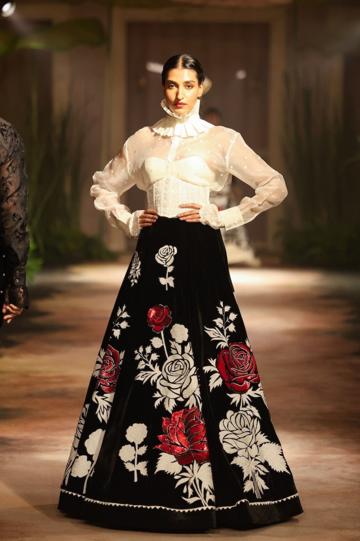Ivory Black Lehenga Set