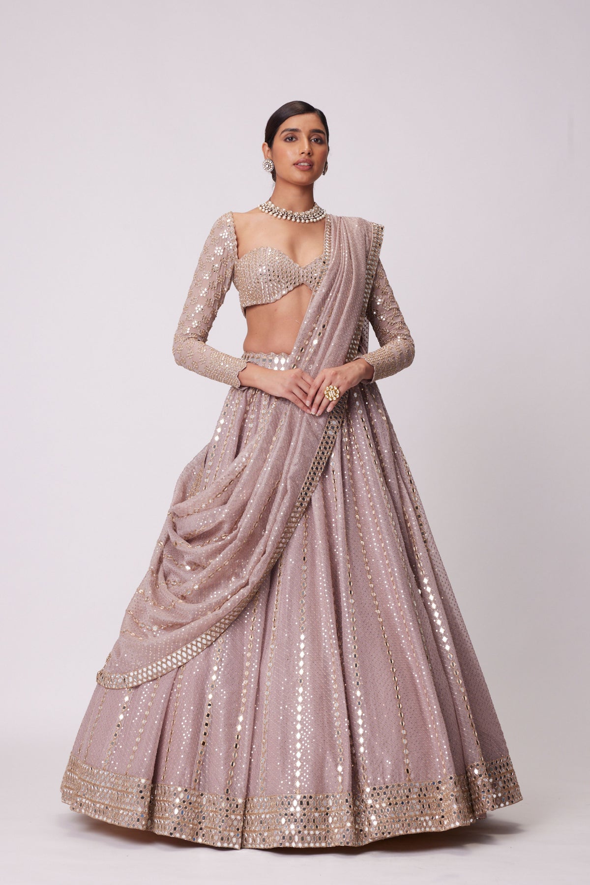 Ash Pink Lehenga Set