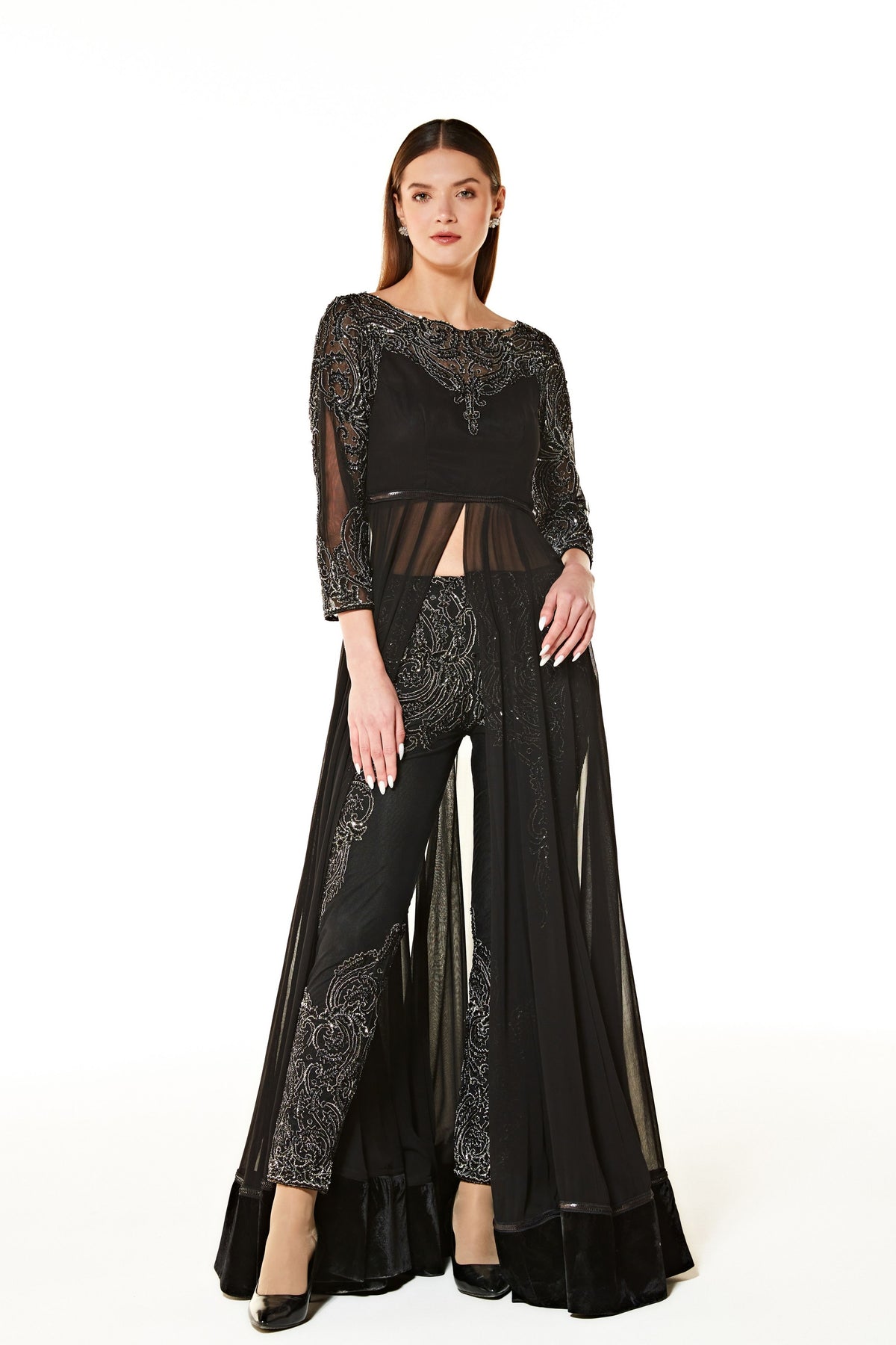 Adah Black Gown With Pant