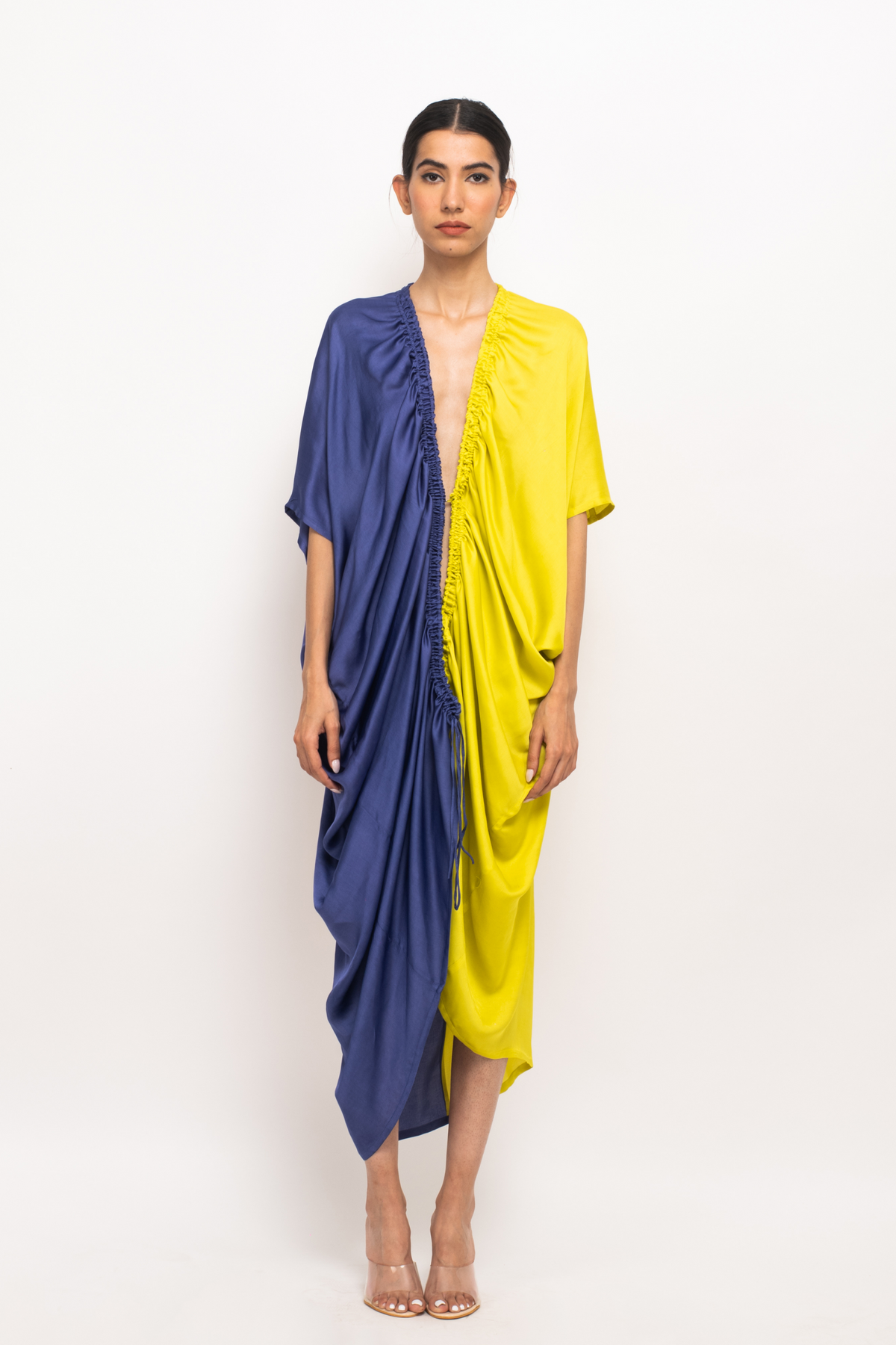 Neora By Nehal Chopra - Blue and Neon Kaftan Bodycon Dress XXL Neora By Nehal Chopra - Blue and Neon Kaftan Bodycon Dress XXL
