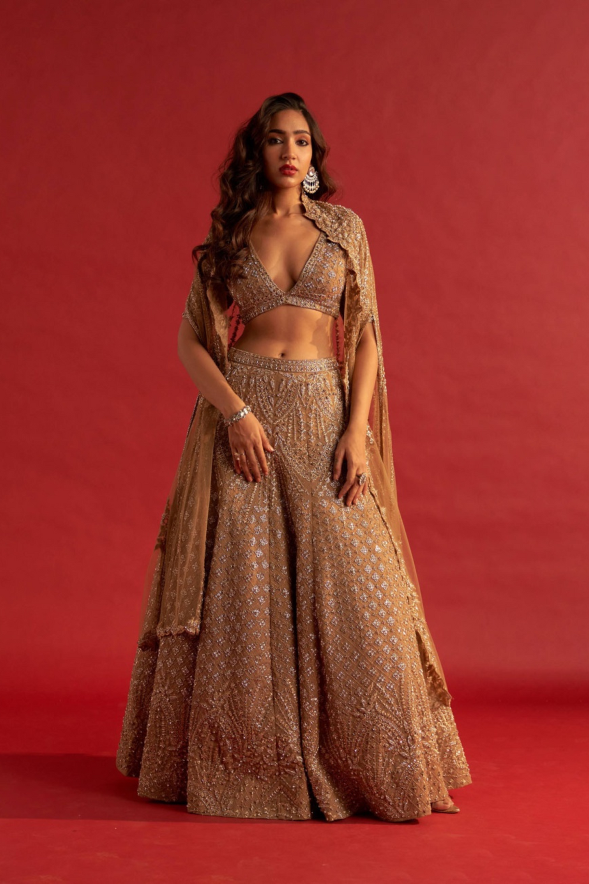 Caramel Gold Lehengas Set