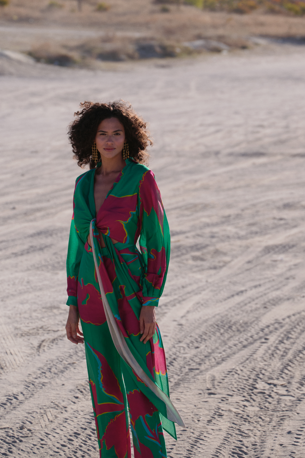 Printed Jumpsuit With Front Tie-up