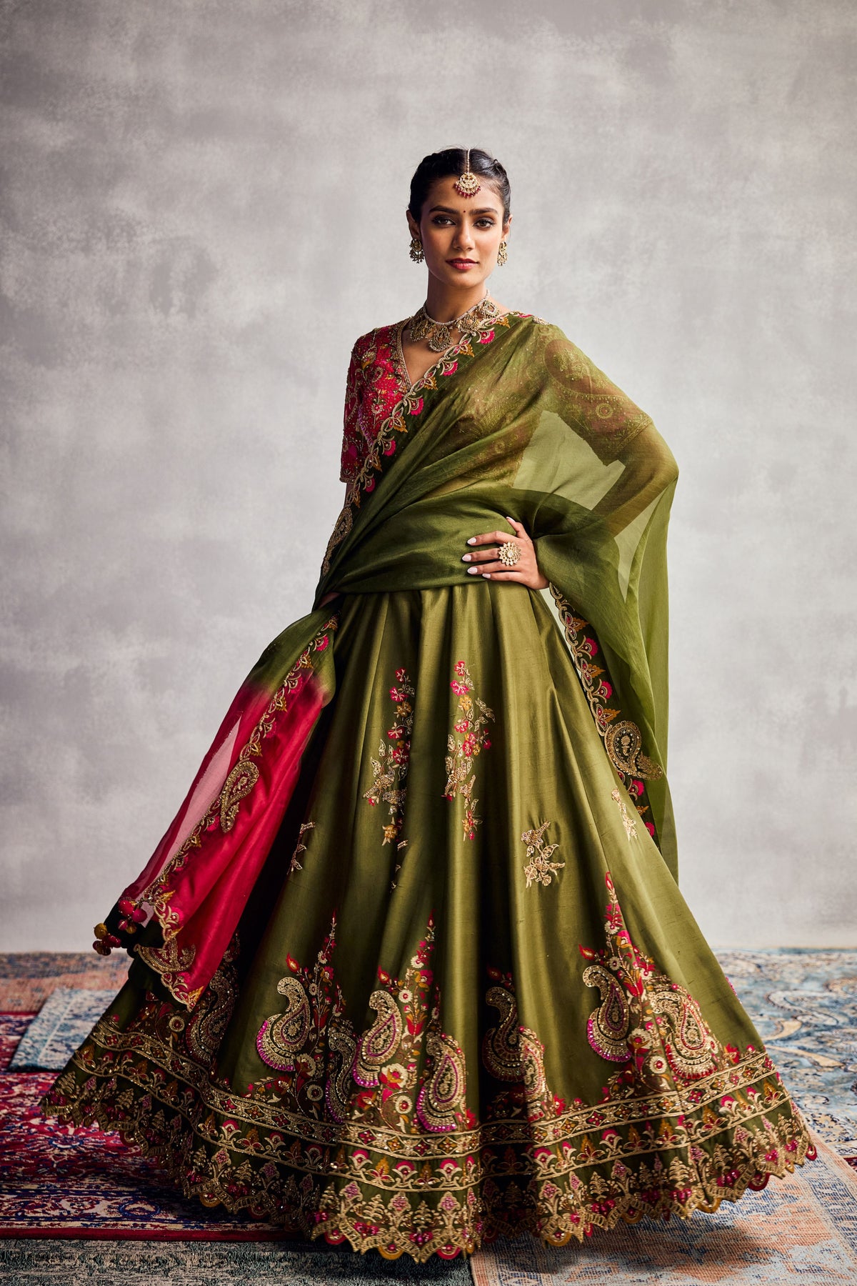 Woodbine Green Lehenga Set