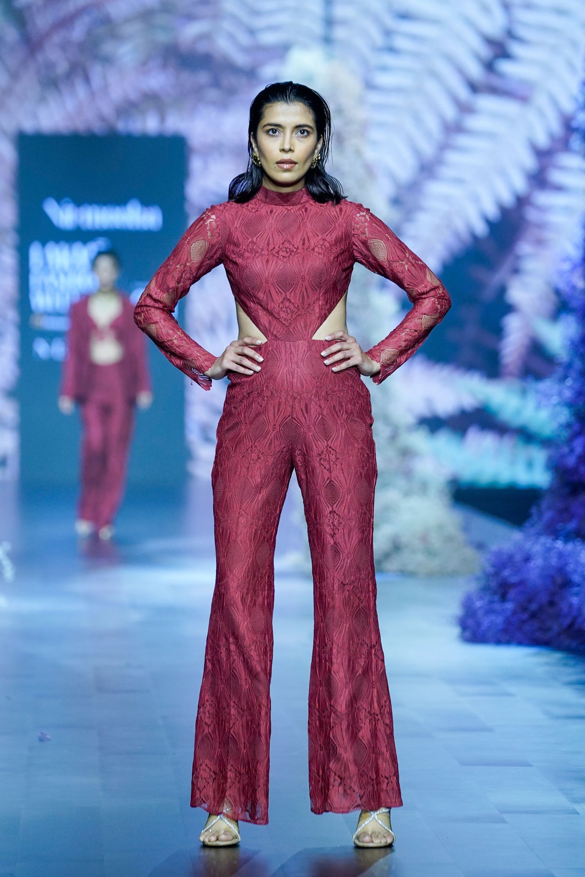 Intense Rust Hand Embroidere Jumpsuit
