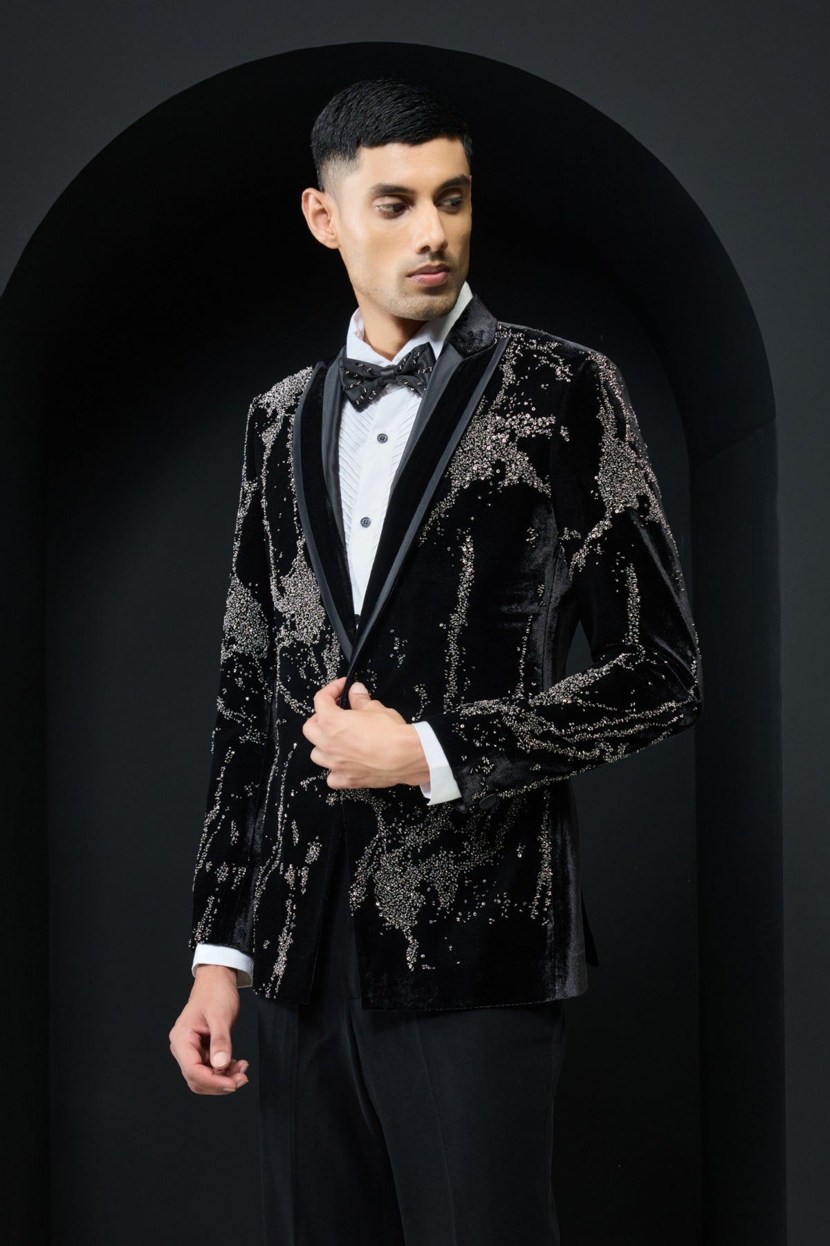 Embroidered Tuxedo Set