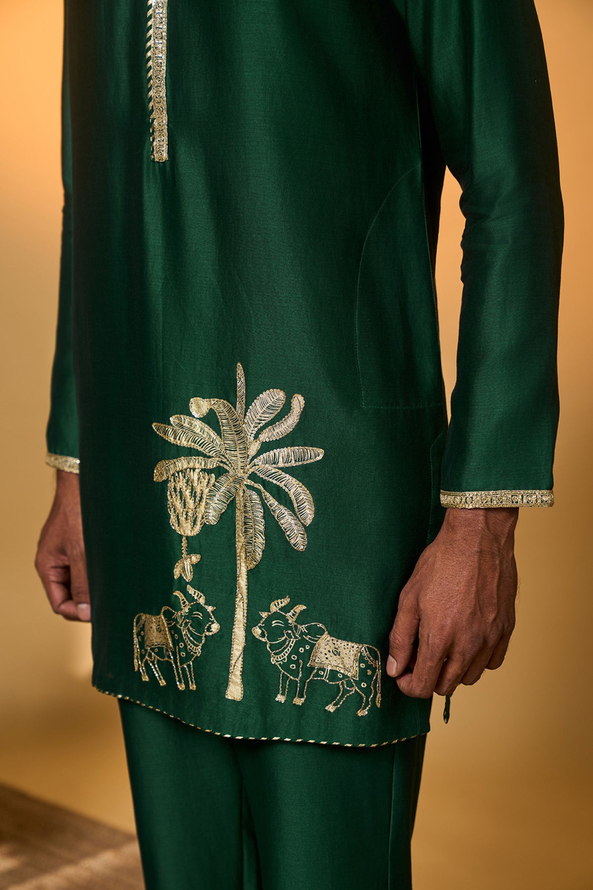 Green Tropical Nandi Kurta Set