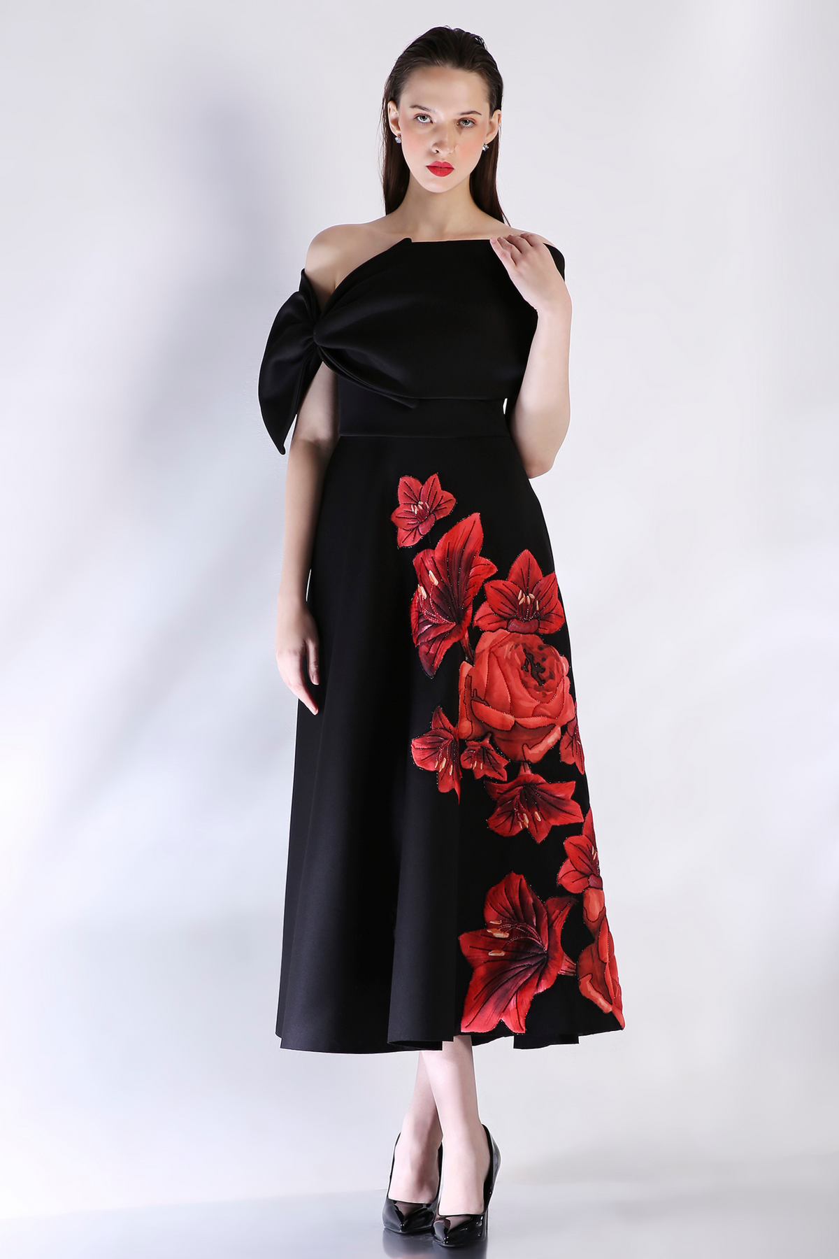 Red Floral Embroidery Dress