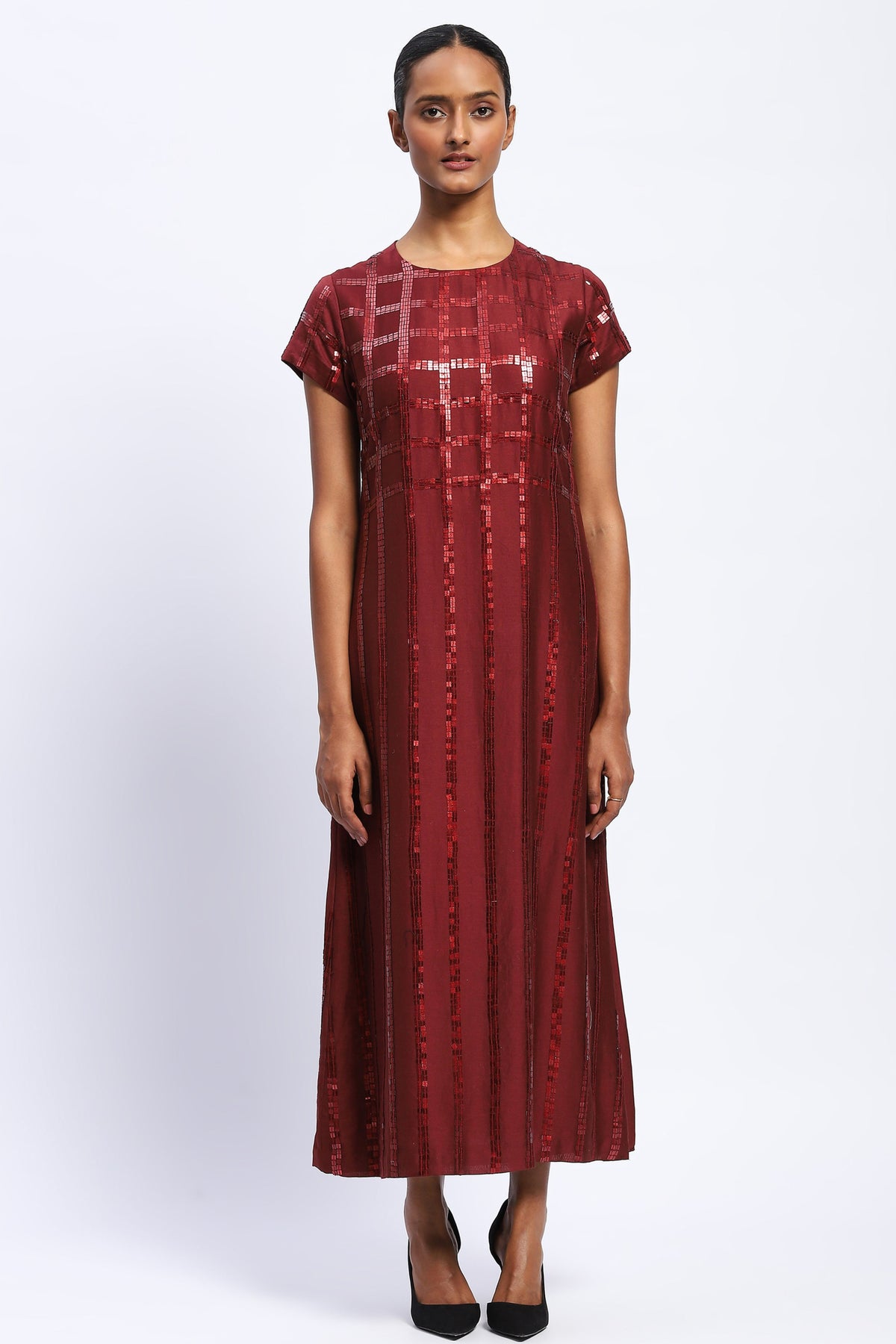 Sequin Windowpane Dress