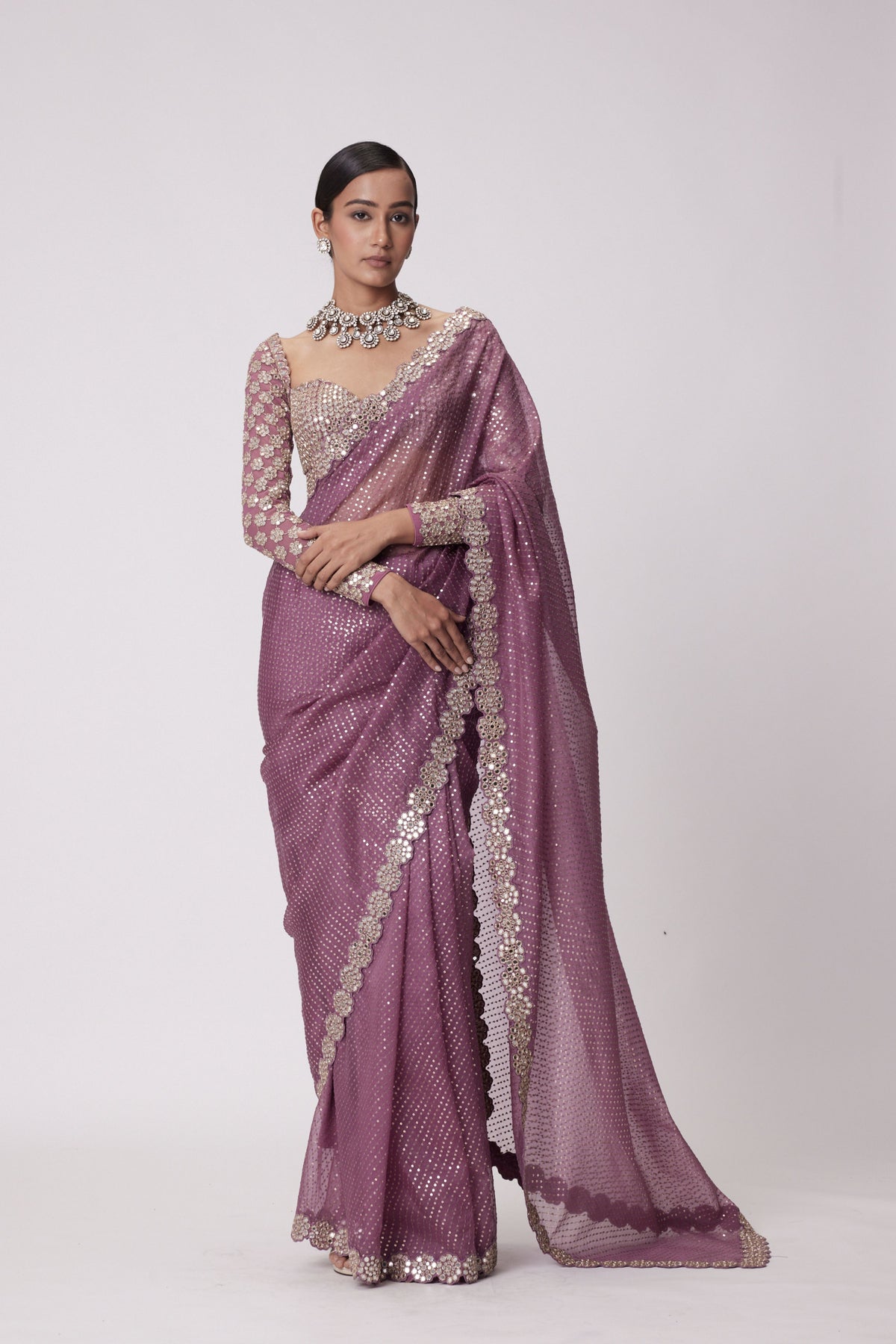Mud Mauve Saree Set