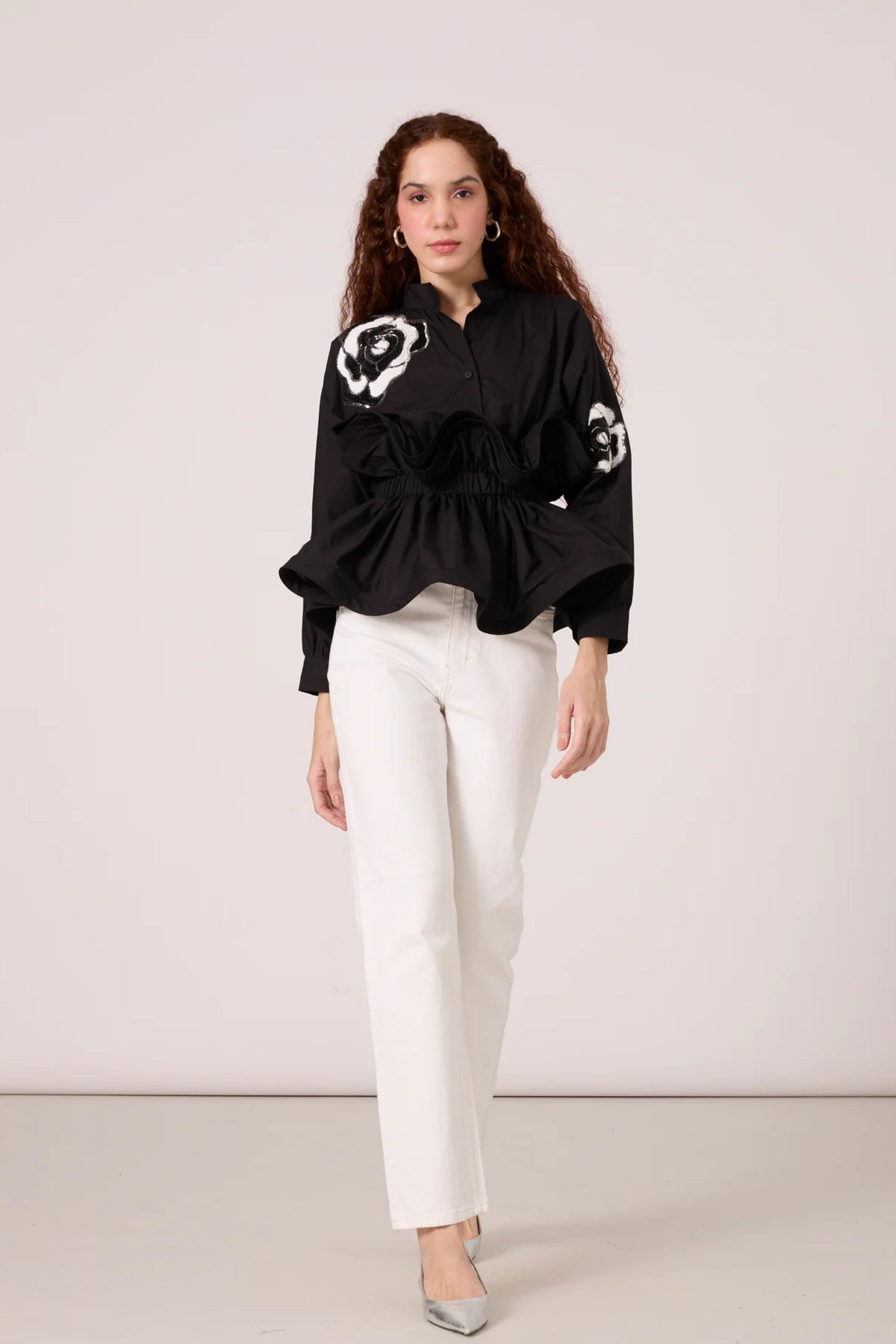 Alexa Applique Black Shirt