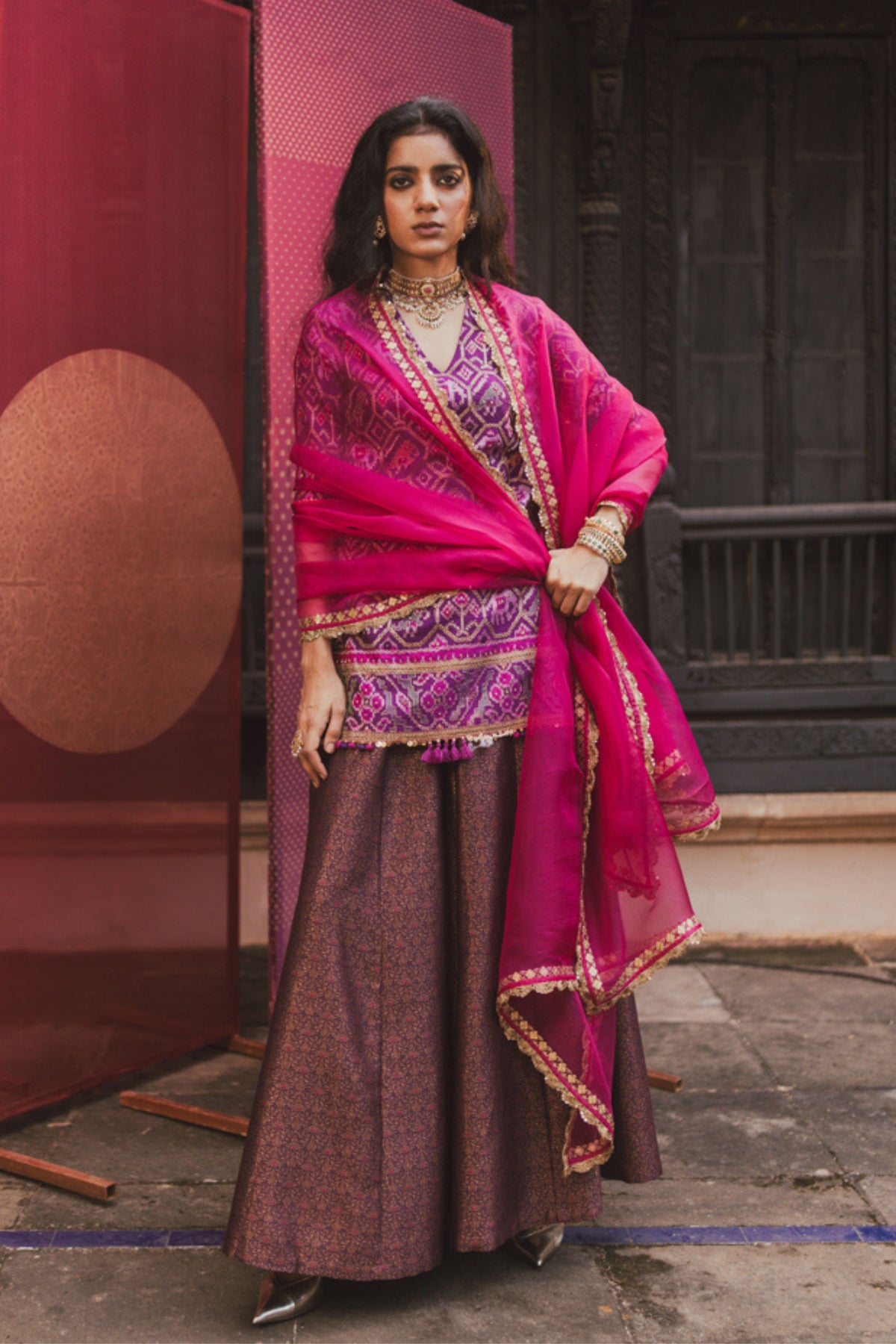 Bhavi Magenta Sharara Set
