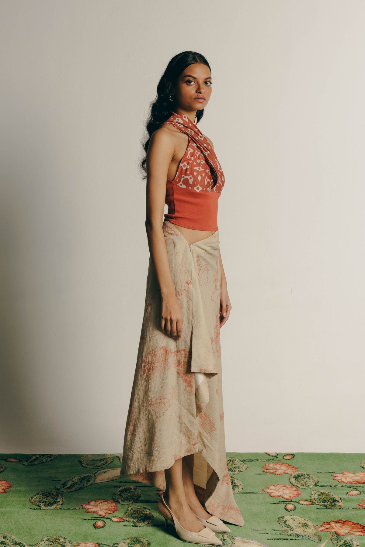 Surrealist Outline Draped Skirt