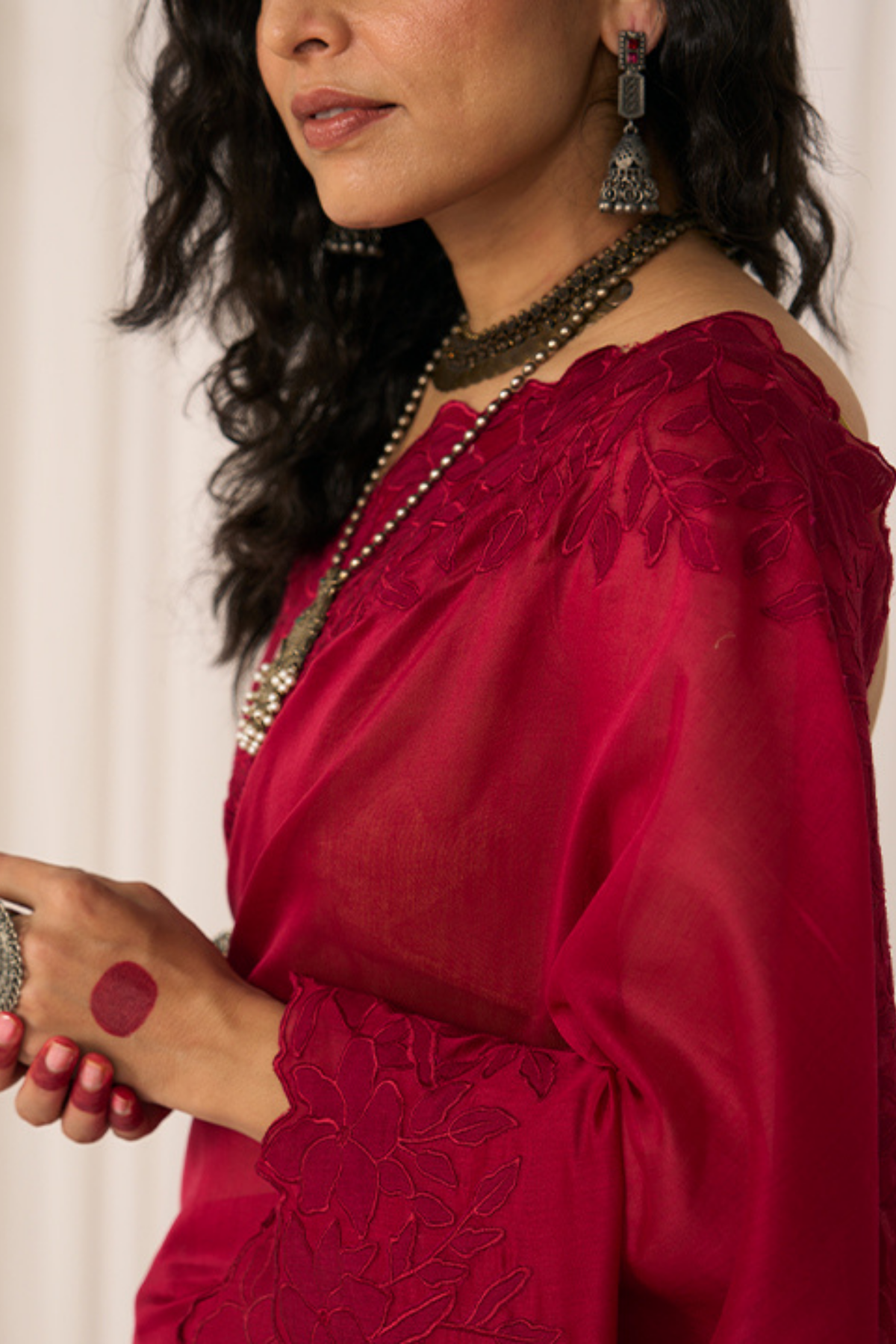 Maroon Chameli Saree