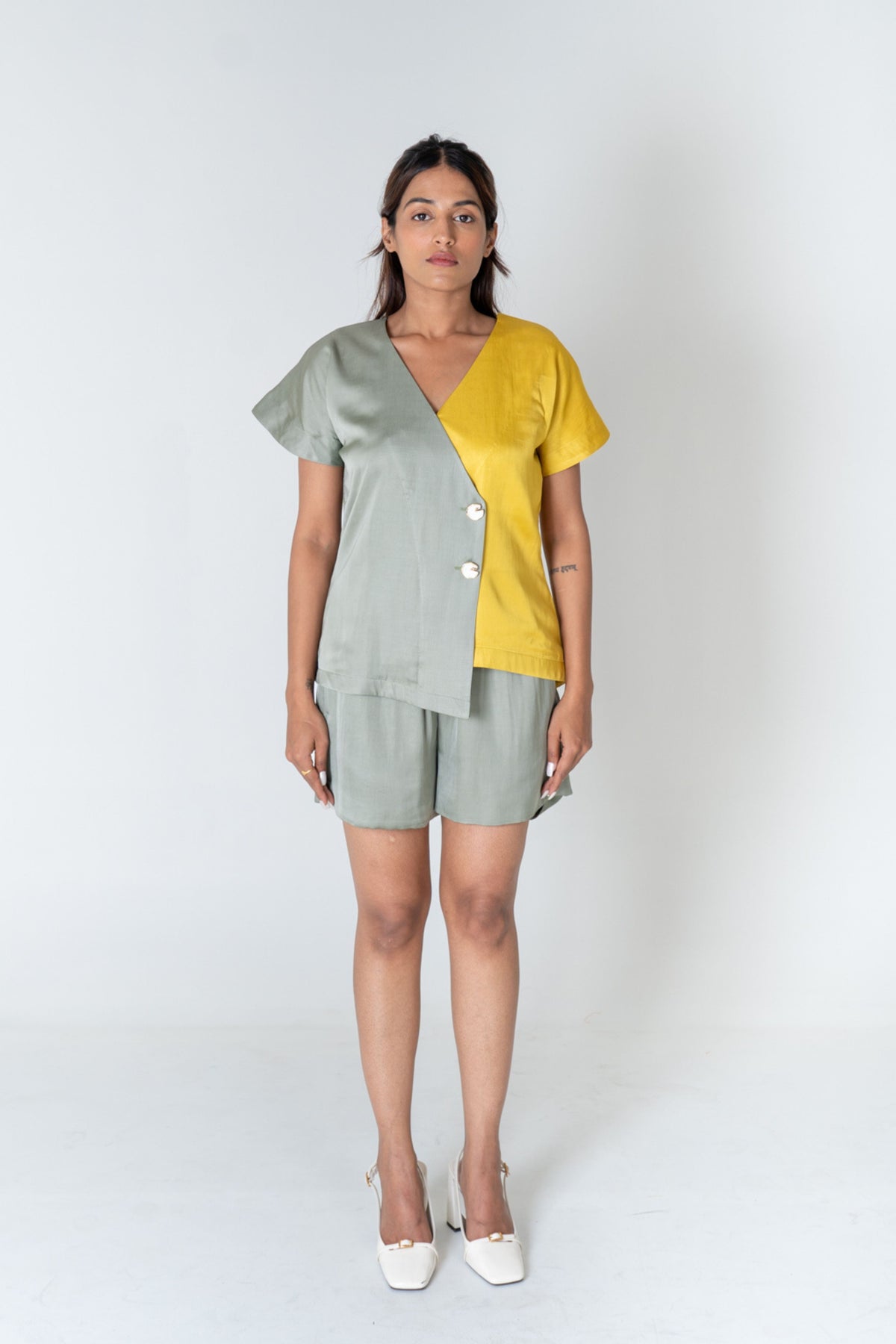 Green-yellow Short Co-ord Set