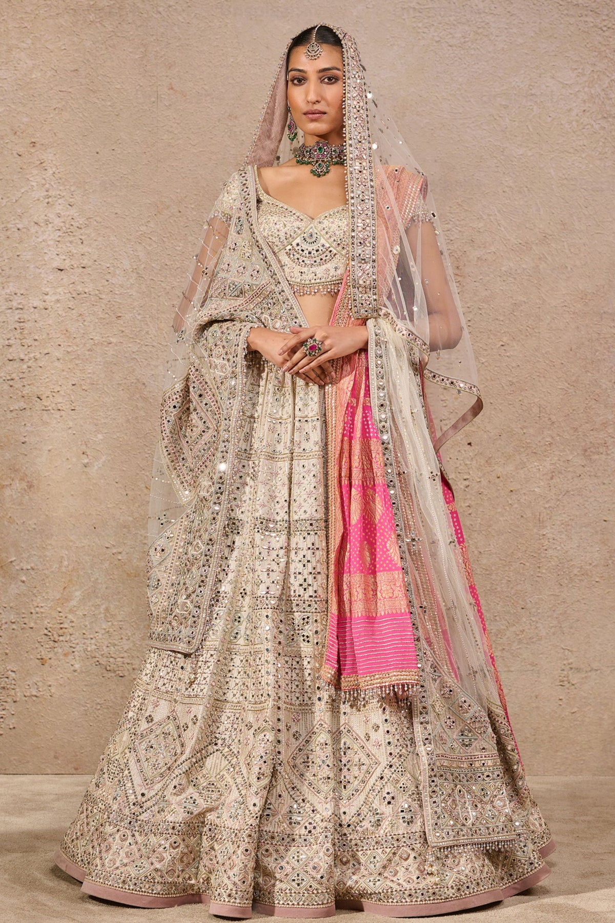 Ivory Hand Embroidered Lehenga Set