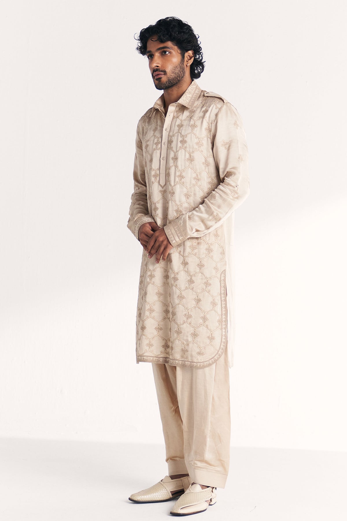 Athar Ivory Pathani Kurta Set